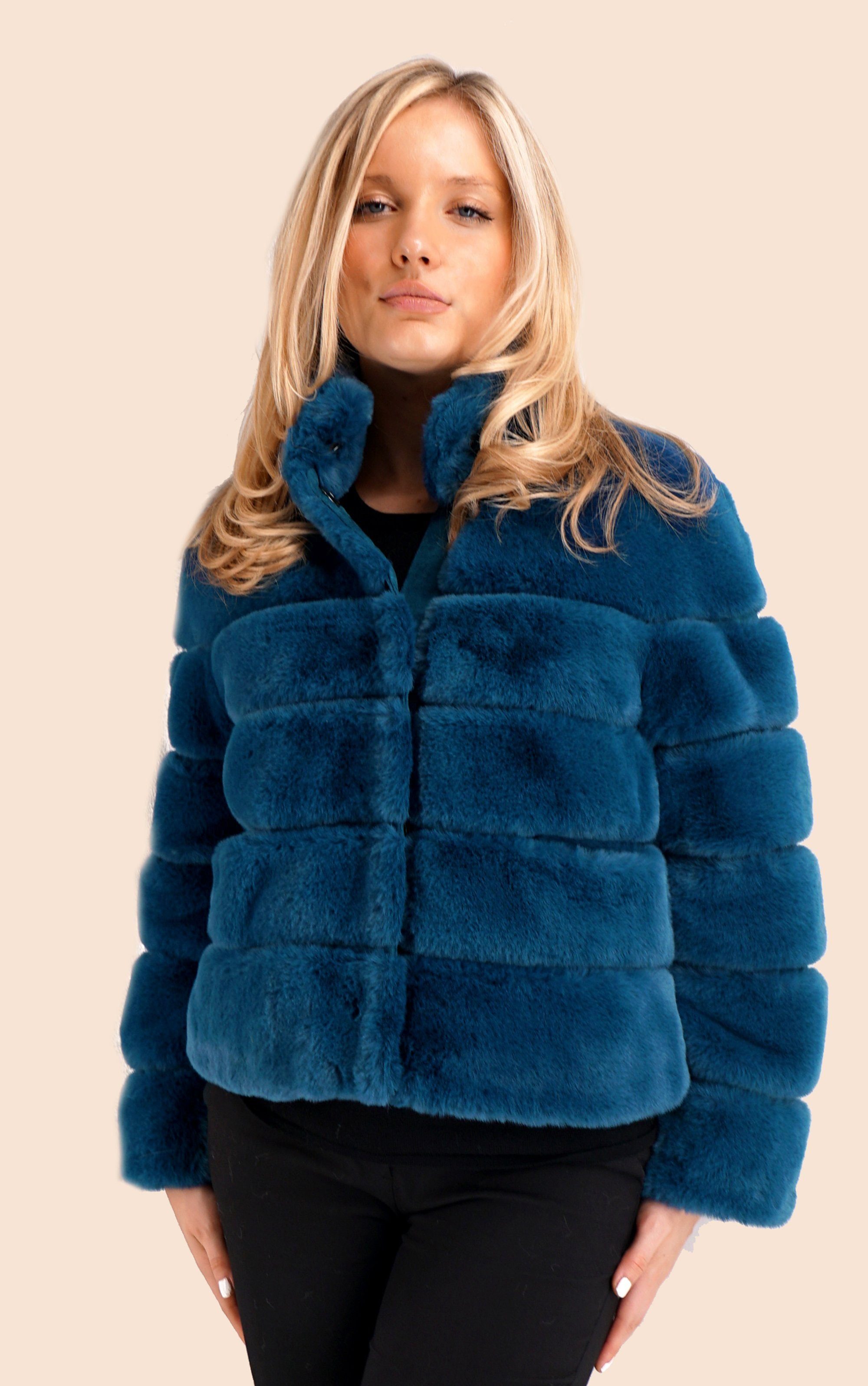 blau Winterjacke Web-Pellz Antonio in hochwertige Jacke Cavosi