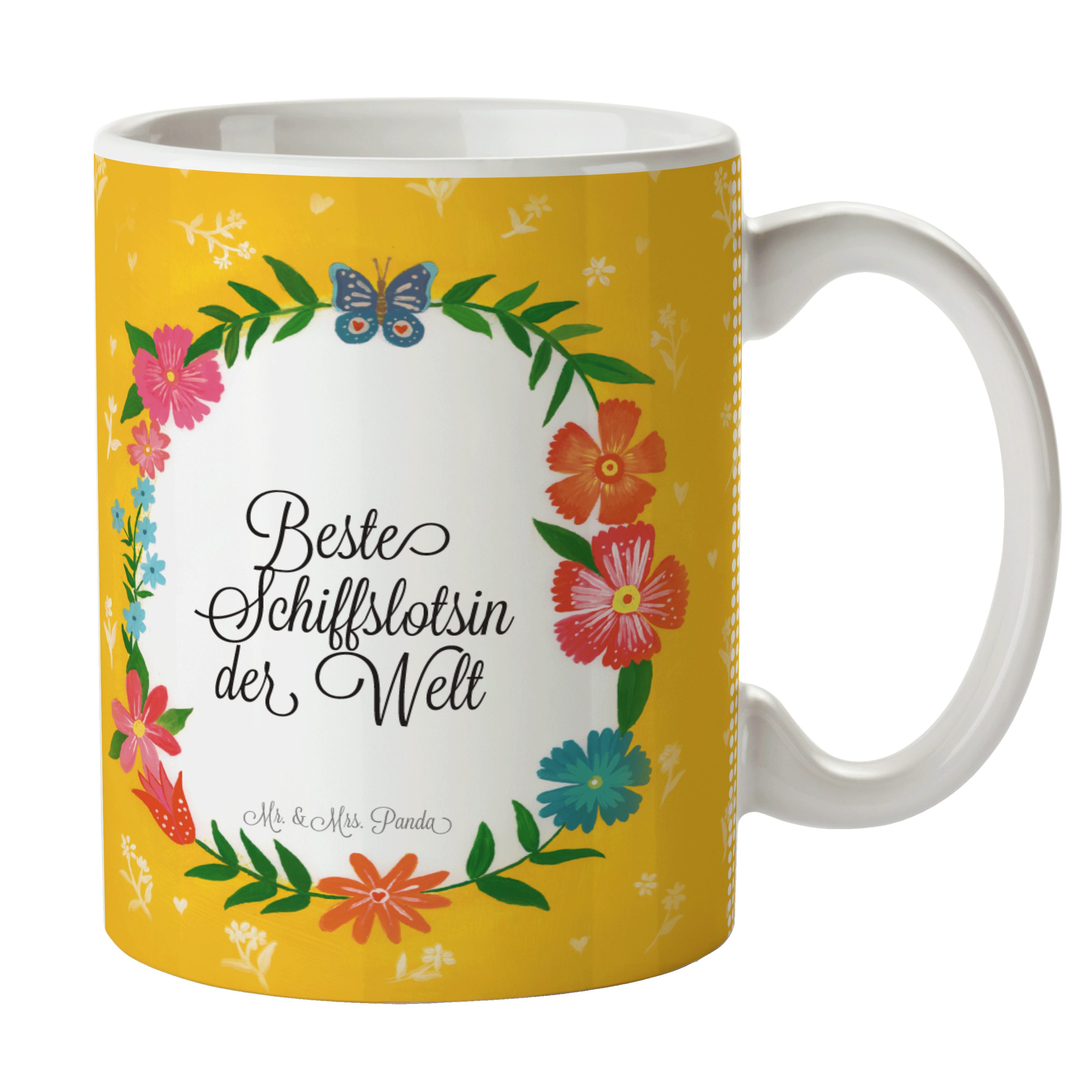 Mr. & Mrs. Panda Tasse Schiffslotsin - Geschenk, Bachelor, Teetasse, Berufsausbildung, Kaffe, Keramik