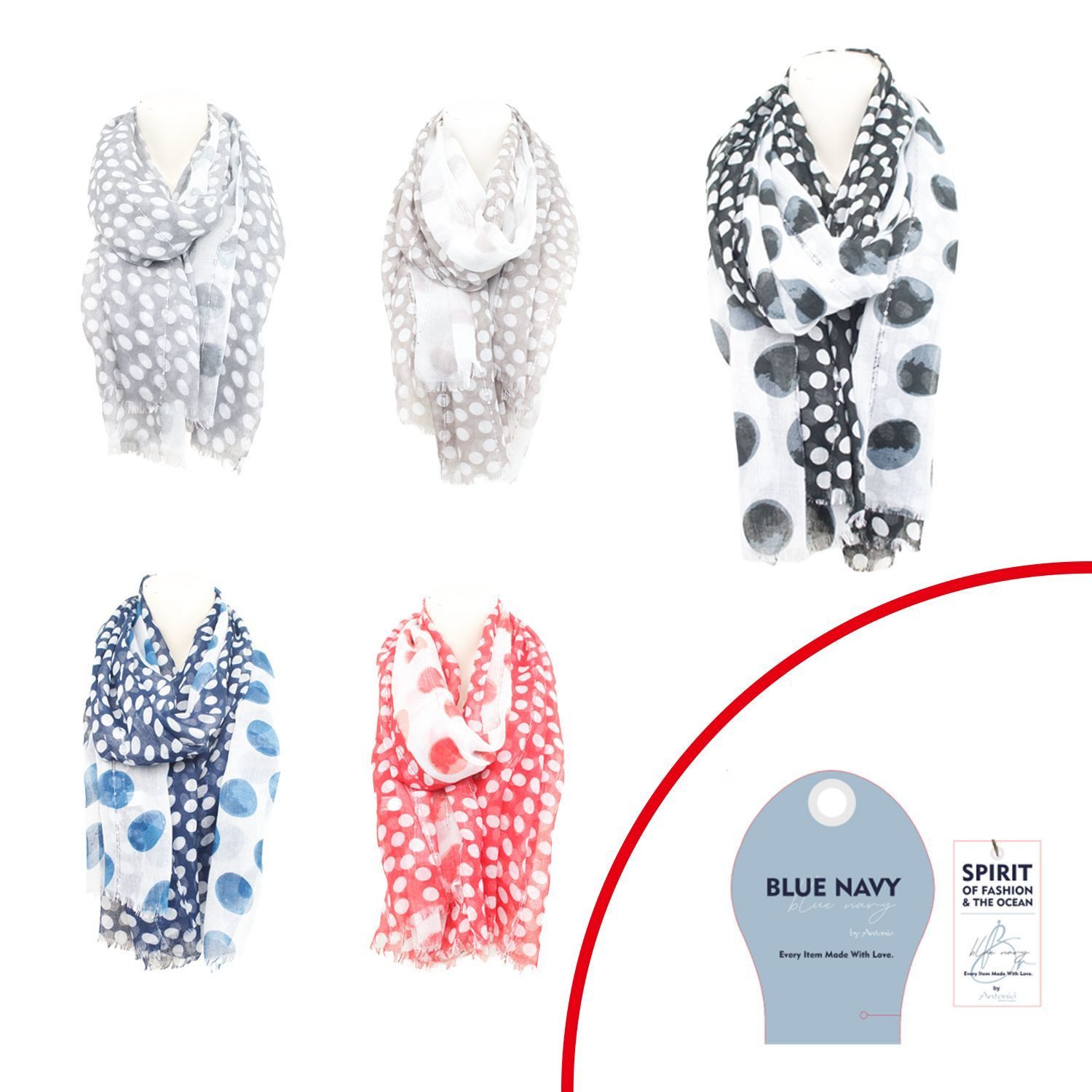 VewoTex Modeschal Sommer Damen Schal » Blue Navy Polka Dot Design, (Kein Se günstig online kaufen