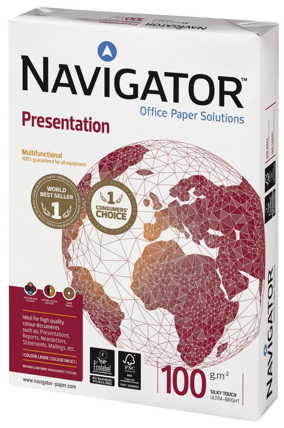 weiß, A4, 500 Druckerpapier NAVIGATOR 100 Presentation g/qm, Blatt -