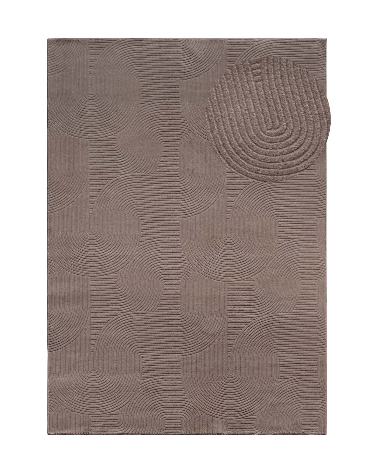 TaraCarpet Teppich TaraCarpet Homestyle 390 Wellen, rechteckig, Höhe: 10 mm, Felloptik hoch-tief weich waschbar Welle Taupe 120x170