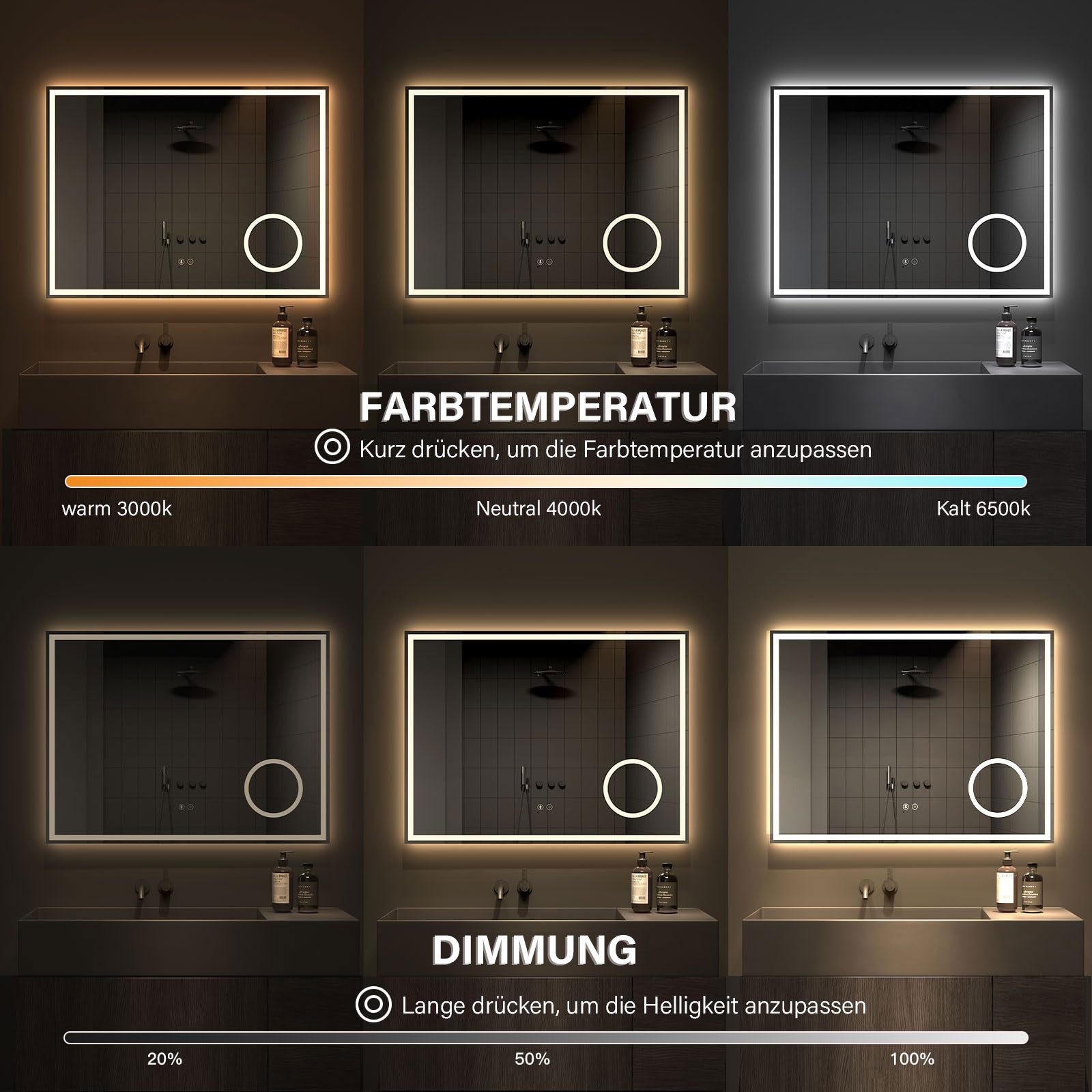 Dripex Badspiegel Badezimmerspiegel Led, 3-fache Bildvergrößerung/ günstig online kaufen