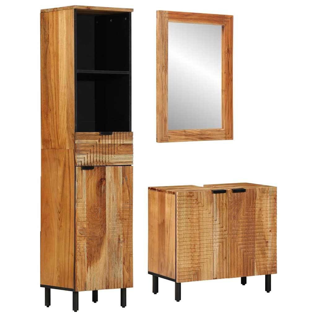 vidaXL Badezimmerspiegelschrank Badezimmerschrank-Set 3 stk. Natur 38 x 33 x 160 cm (3-St)