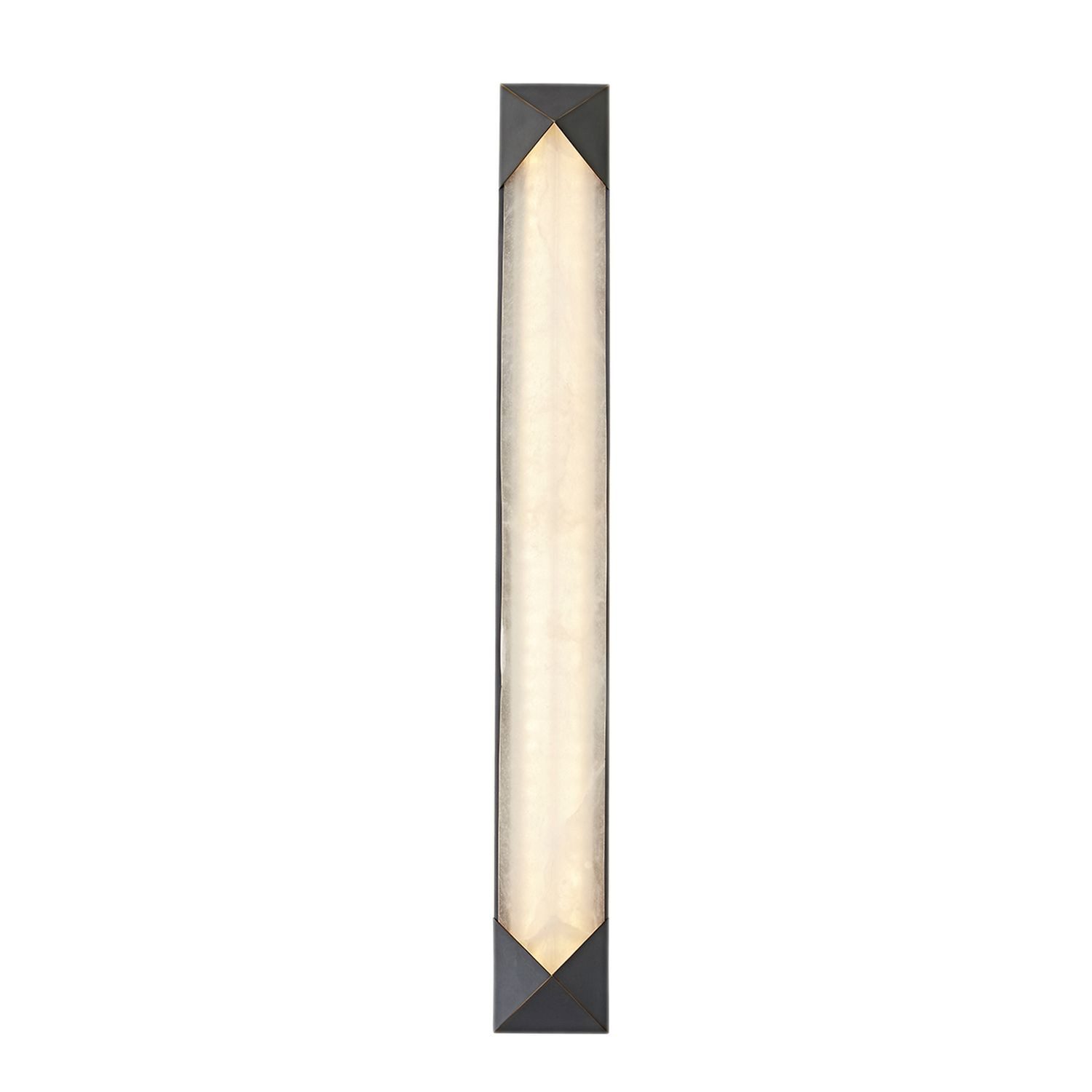 Licht-Erlebnisse Wandleuchte ALRIC, LED, Warmweiß, LED Alabaster Metall 63.5 cm hoch in Bronze Antik Weiß 3000 K Art Déco