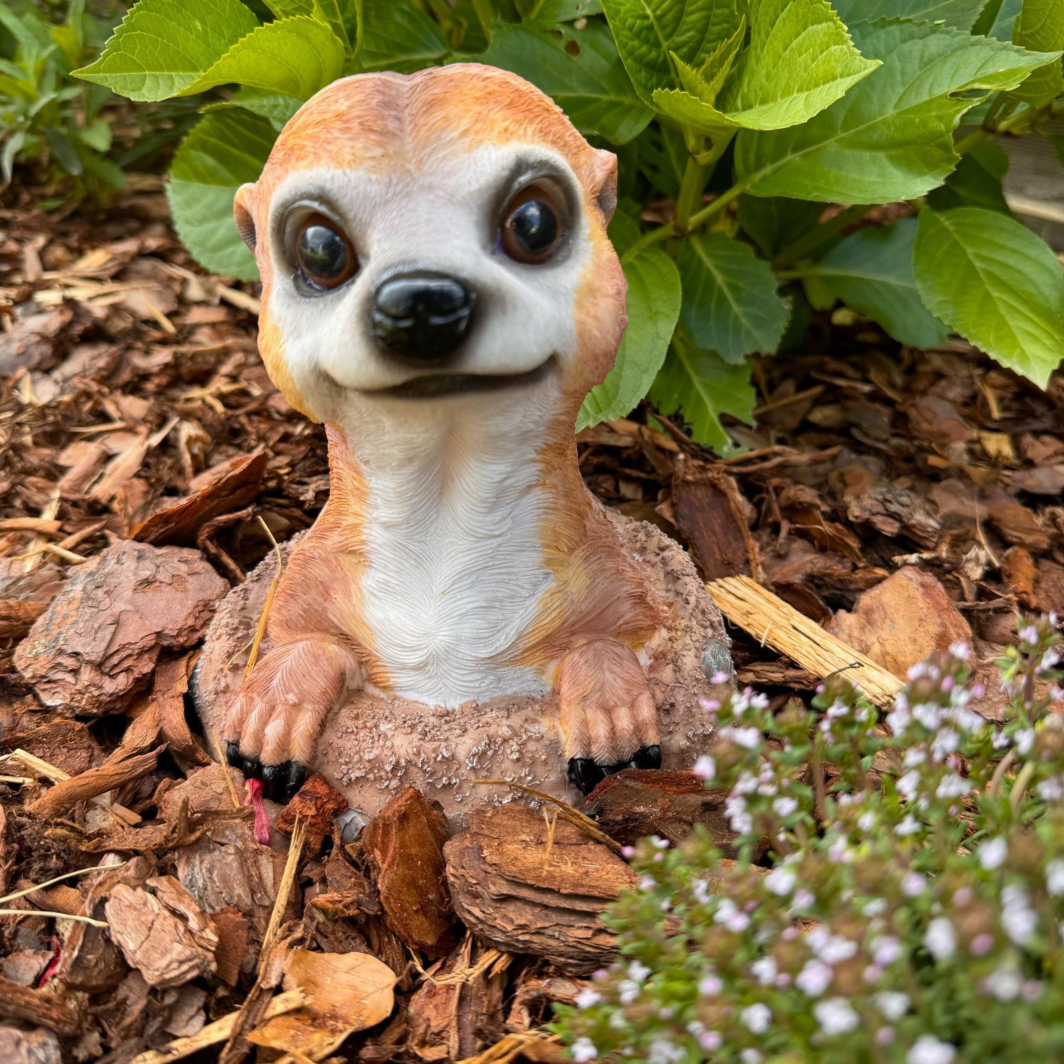 Online-Fuchs Gartenfigur Erdmännchen - Deko Figuren für den Garten - Wetterfest, aus Kunstharz gefertigt für den Außenbereich