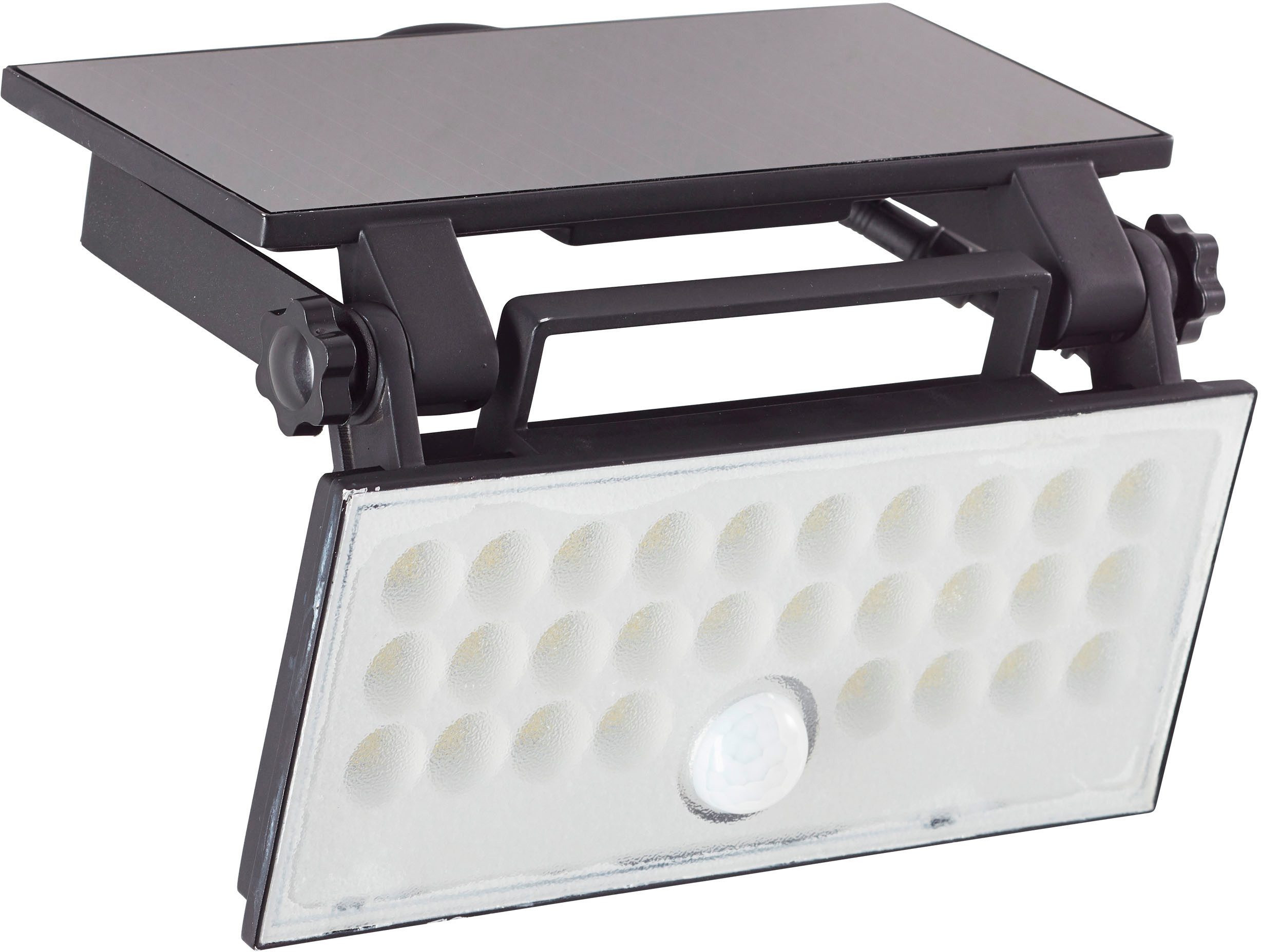 Brilliant LED Außen-Wandleuchte Luton, Bewegungsmelder, LED fest integriert, Solar, 19 cm, 1000 lm, 4100 K, schwenkbar, schwarz