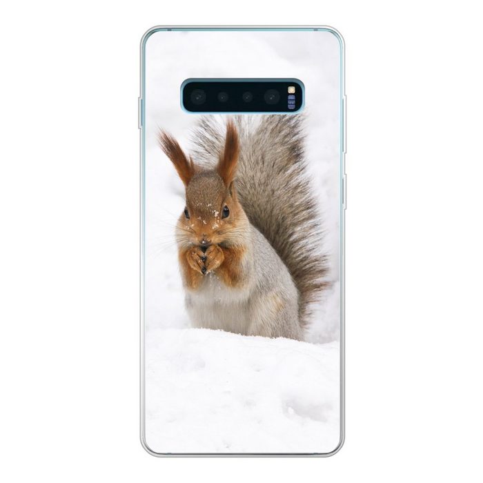 MuchoWow Handyhülle Eichhörnchen - Tier - Schnee Phone Case Handyhülle Samsung Galaxy S10 Lite Silikon Schutzhülle