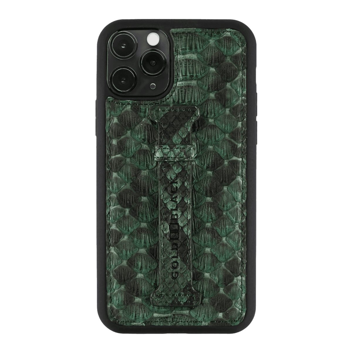 Handyhülle GOLDBLACK iPHONE 11 PRO LEDERHÜLLE MIT FINGERSCHLAUFE PYTHON DUNKEL