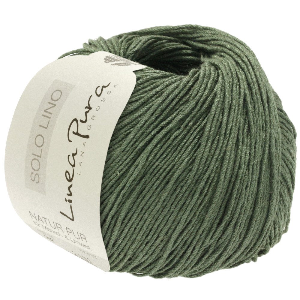 LANA GROSSA SOLO LINO Linea Pura Häkelwolle, 120 m (Leinengarn aus 80 Prozent recycelten Fasern), 50 g