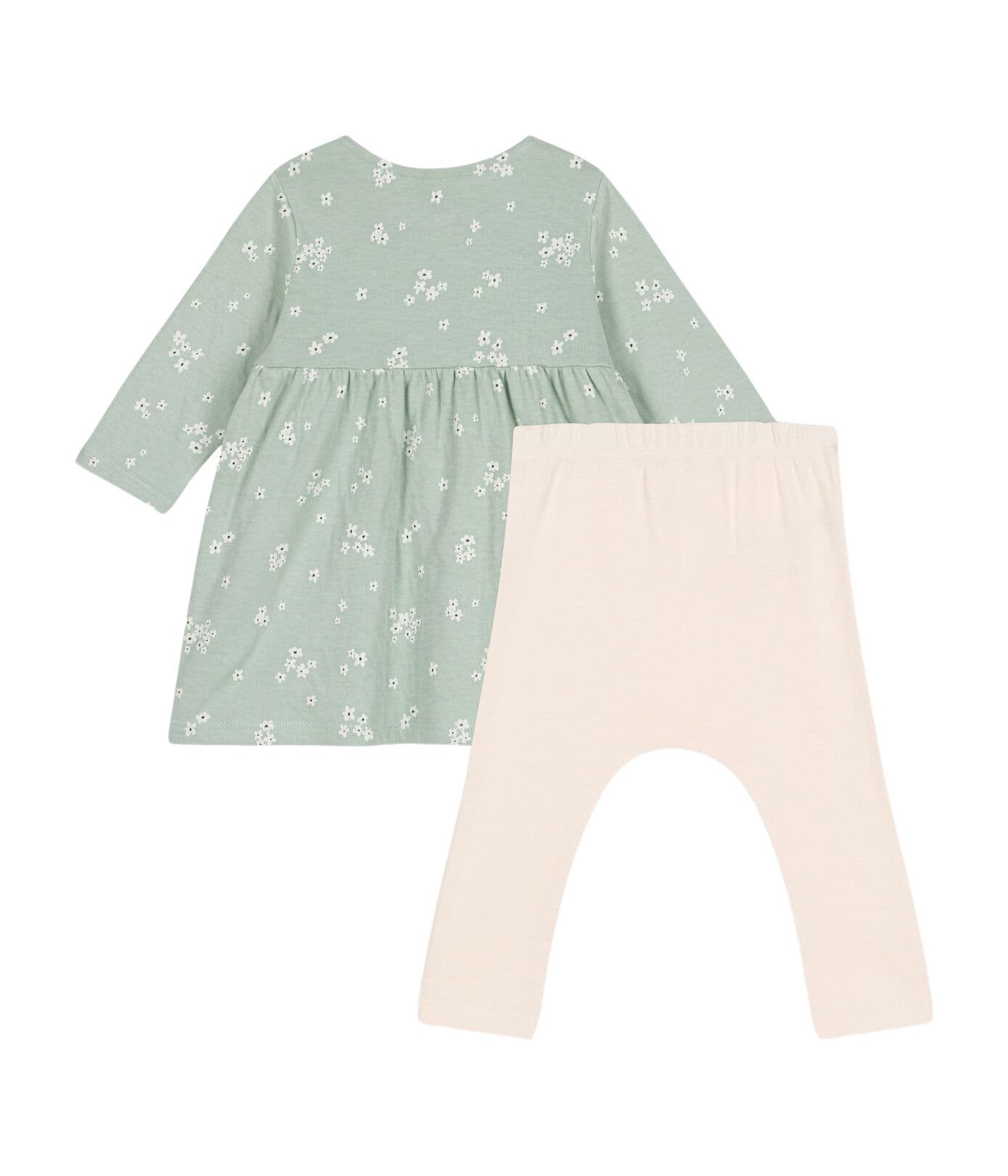 Petit Bateau Kleid & Leggings Petit Bateau langärmeliges Baby Kleid Blumenprint mit Leggings Allover Blumenprint, sanfte Farben