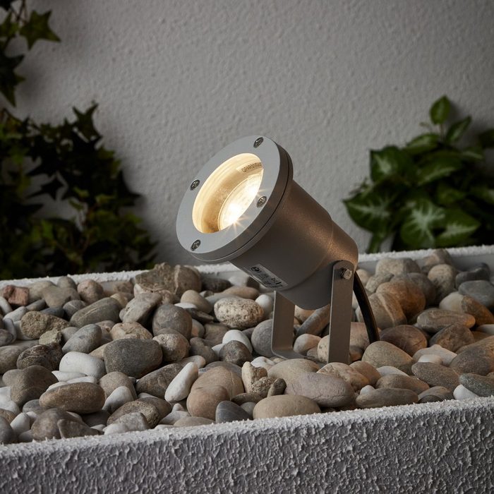 Lightbox Außen-Stehlampe LED wechselbar warmweiß spritzwassergeschützte Gartenleuchte - mit warmweißem Licht 16cm Hoch