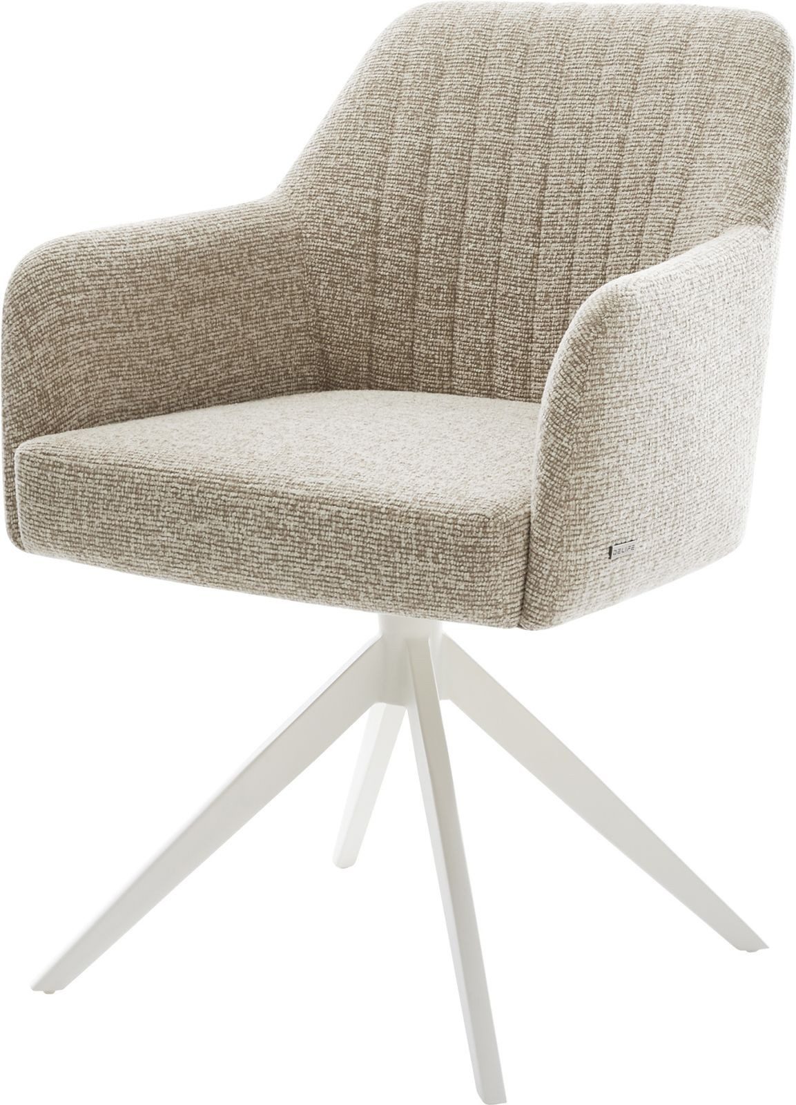 DELIFE Polsterstuhl Greg-Flex, Kreuzgestell breit Weiß Webstoff Soft Beige günstig online kaufen