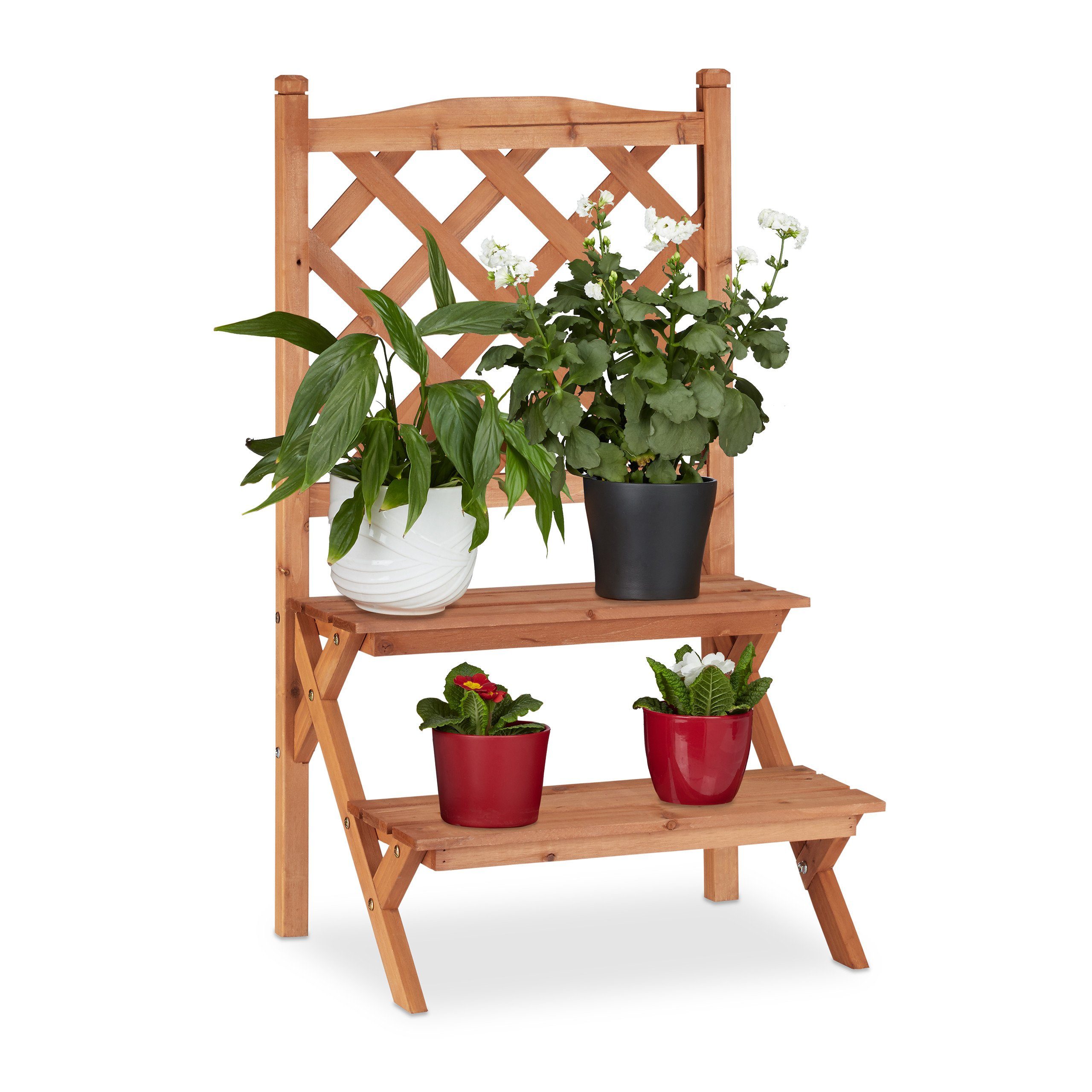 relaxdays Blumenständer Blumentreppe mit Rankgitter, M günstig online kaufen
