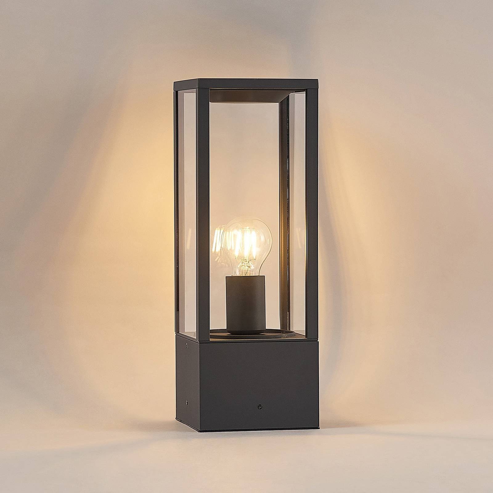 dimmbar, 1 Modern, Leuchtmittel dunkelgrau, flammig, Sockelleuchte Wegeleuchte Glas, E27, inklusive, Peldar, nicht Lindby Aluminium,