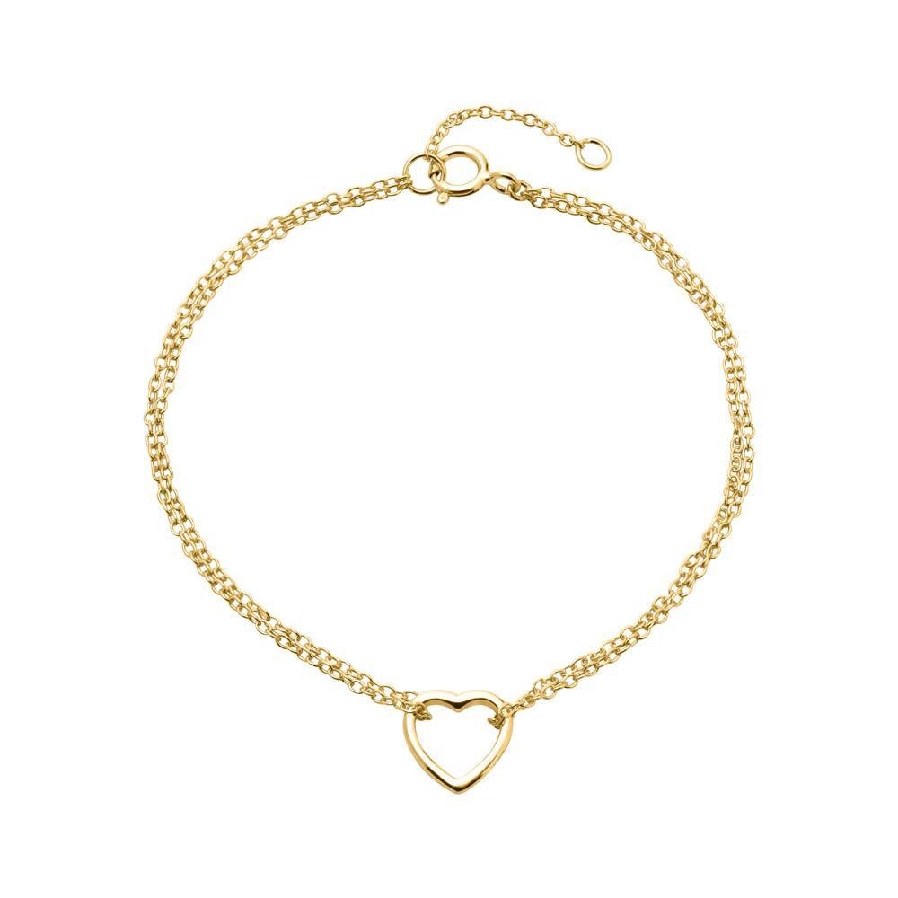 Silberarmband 925er Silber Armband Herz vergoldet