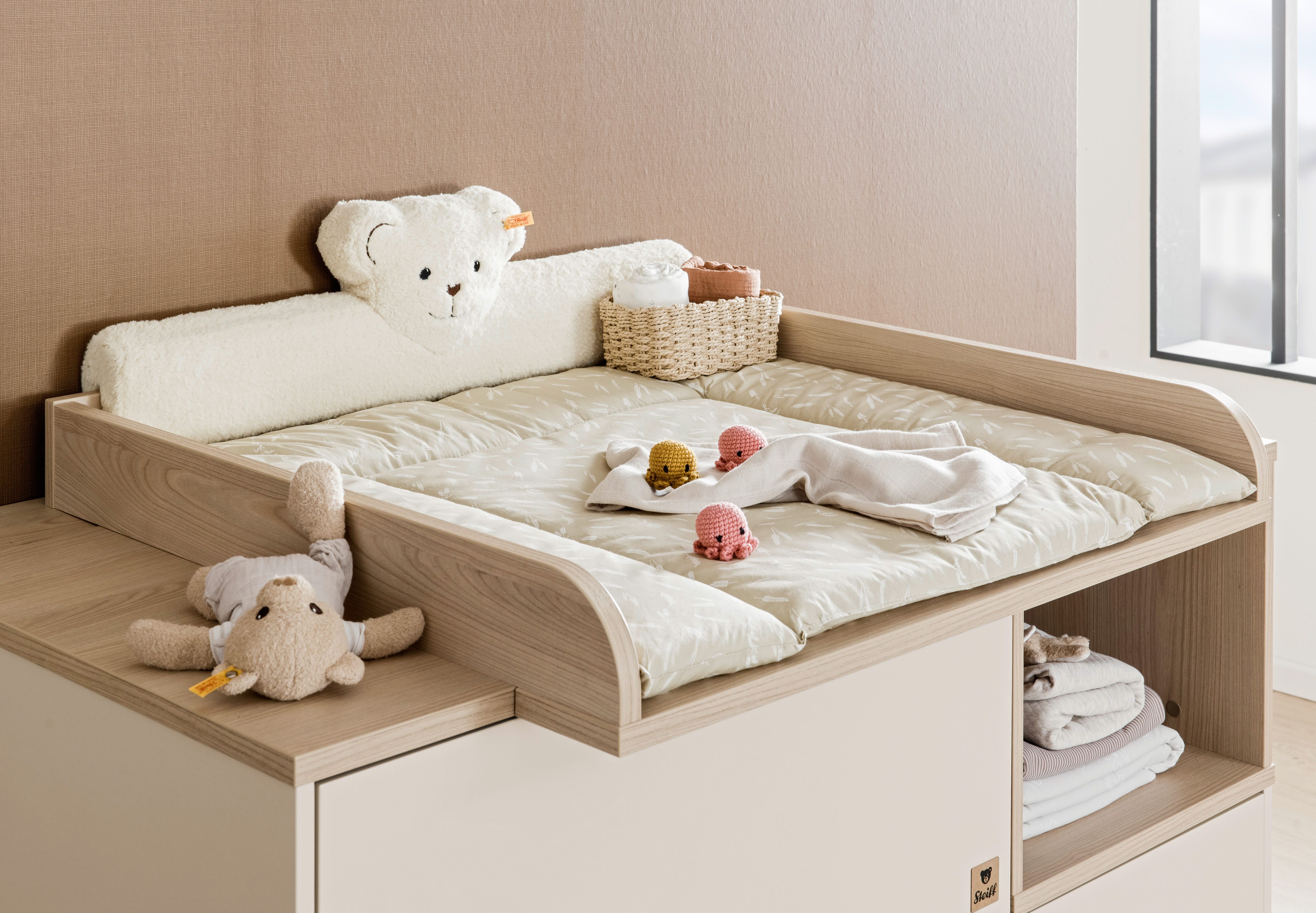 PAIDI Changing Table Side Panels MILA & BEN Steiff by PAIDI, Plush Teddy Bear, Edge Protector, Extra Soft Padding, Fits Any Changing Table, Washable