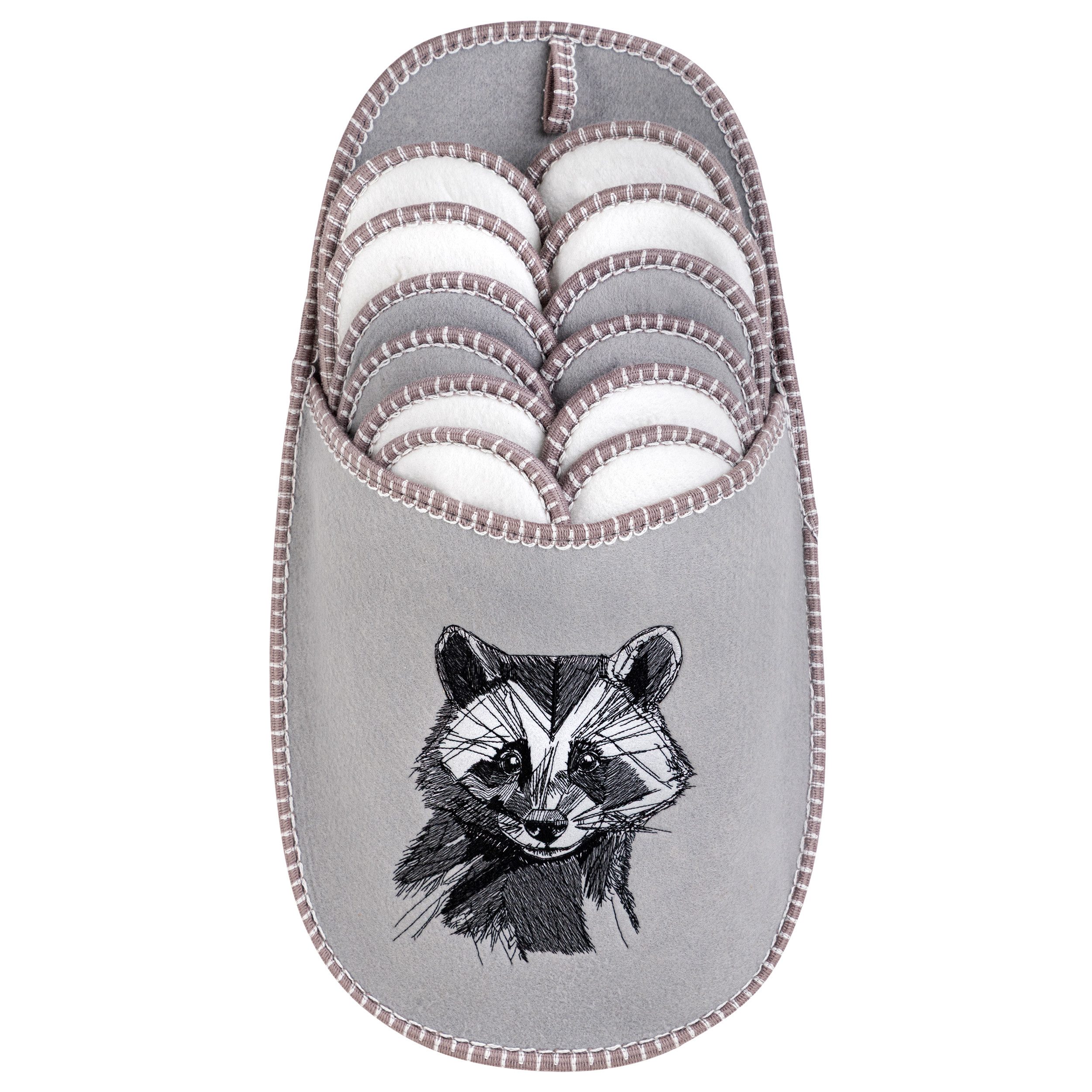 ABS Gästepantoffel, Waschbär, 6er Set, Antirutsch Sohle Pantoffel