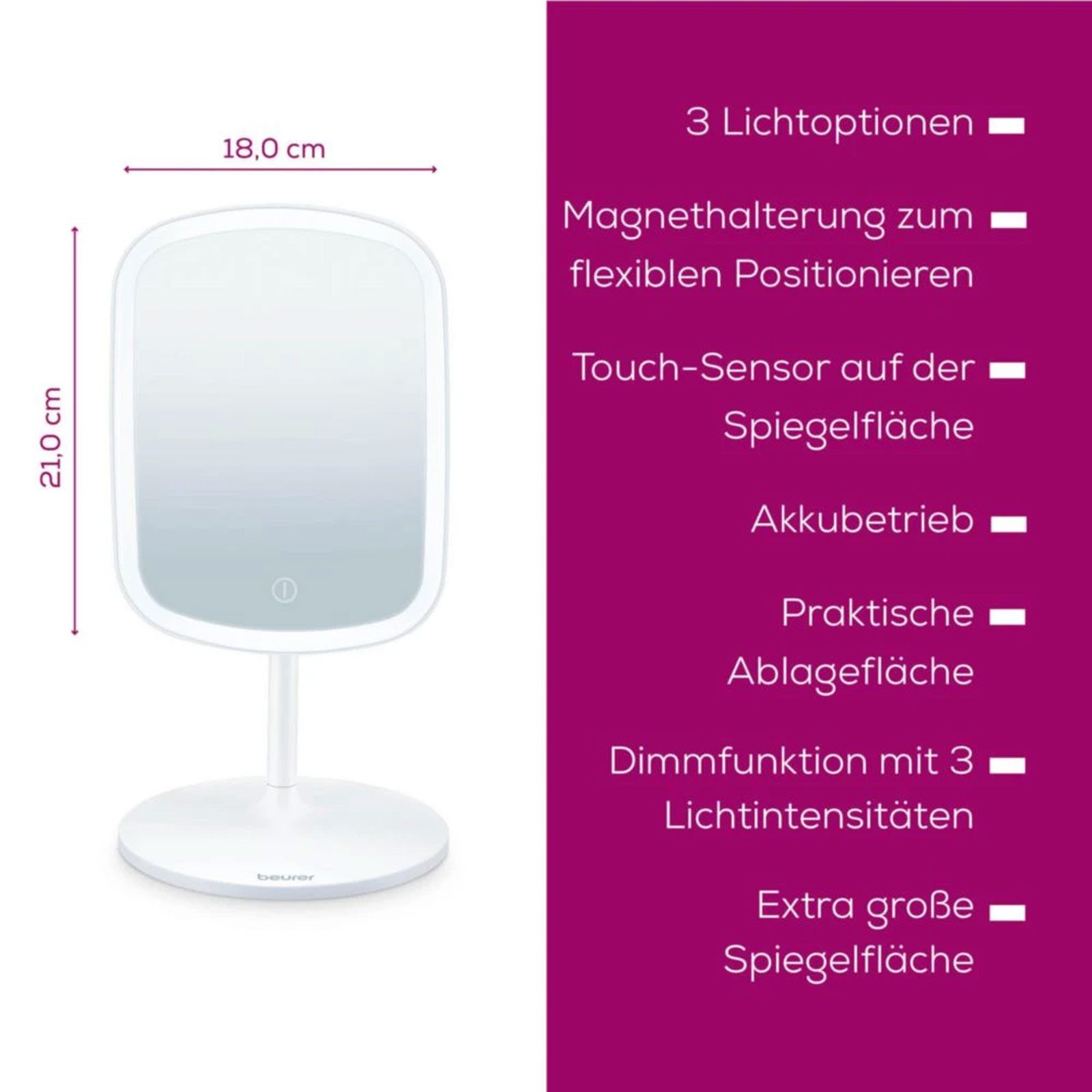 BEURER Kosmetikspiegel BS 47 Limited Edition, Limited Edition Kosmetikspiegel mit LED-Beleuchtung