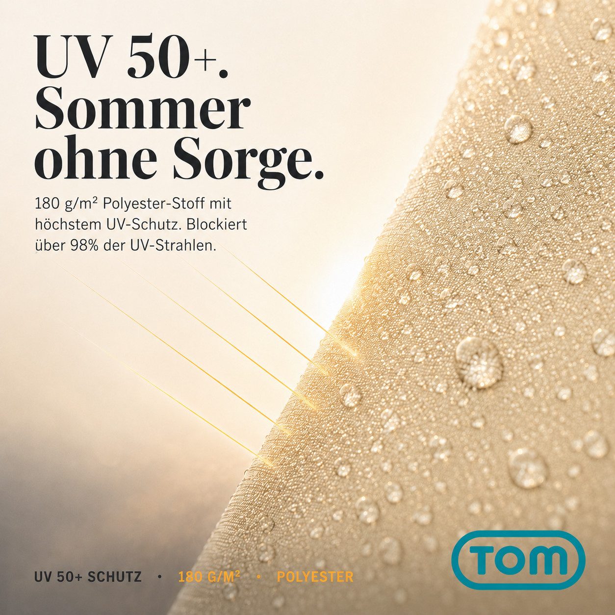 TOM Sonnenschirm mit Kurbel 140x210cm Rechteckig inklusive Kühltasche, Tragetasche, 34mm Standrohr, 180 g/m² Polyester – Bild 4 von 5