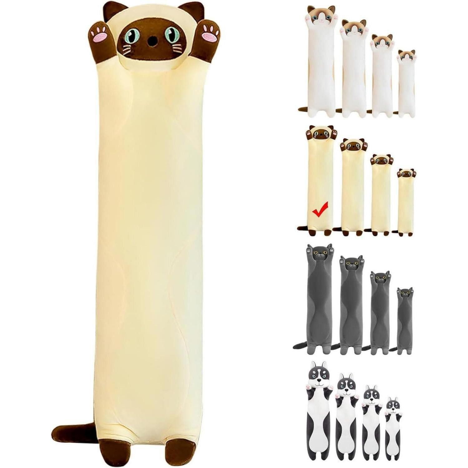 LuxusKollektion Kuscheltier Kuscheltier Katze Plüsch Kissen Stofftier Geschenke Kinder Gelb 110