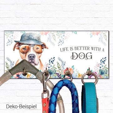Cadouri Wandgarderobe STAFFORDSHIRE TERRIER Design-Hundegarderobe für Hundezubehör (Garderobe mit 4 Haken), MDF, mit abgeschrägten Ecken, handgefertigt, für Hundebesitzer