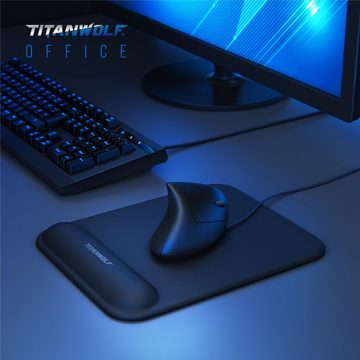 Titanwolf ergonomische Maus (kabelgebunden, Vertikal, optisch, USB, kabelgebunden, Armschonend, 1600 dpi)