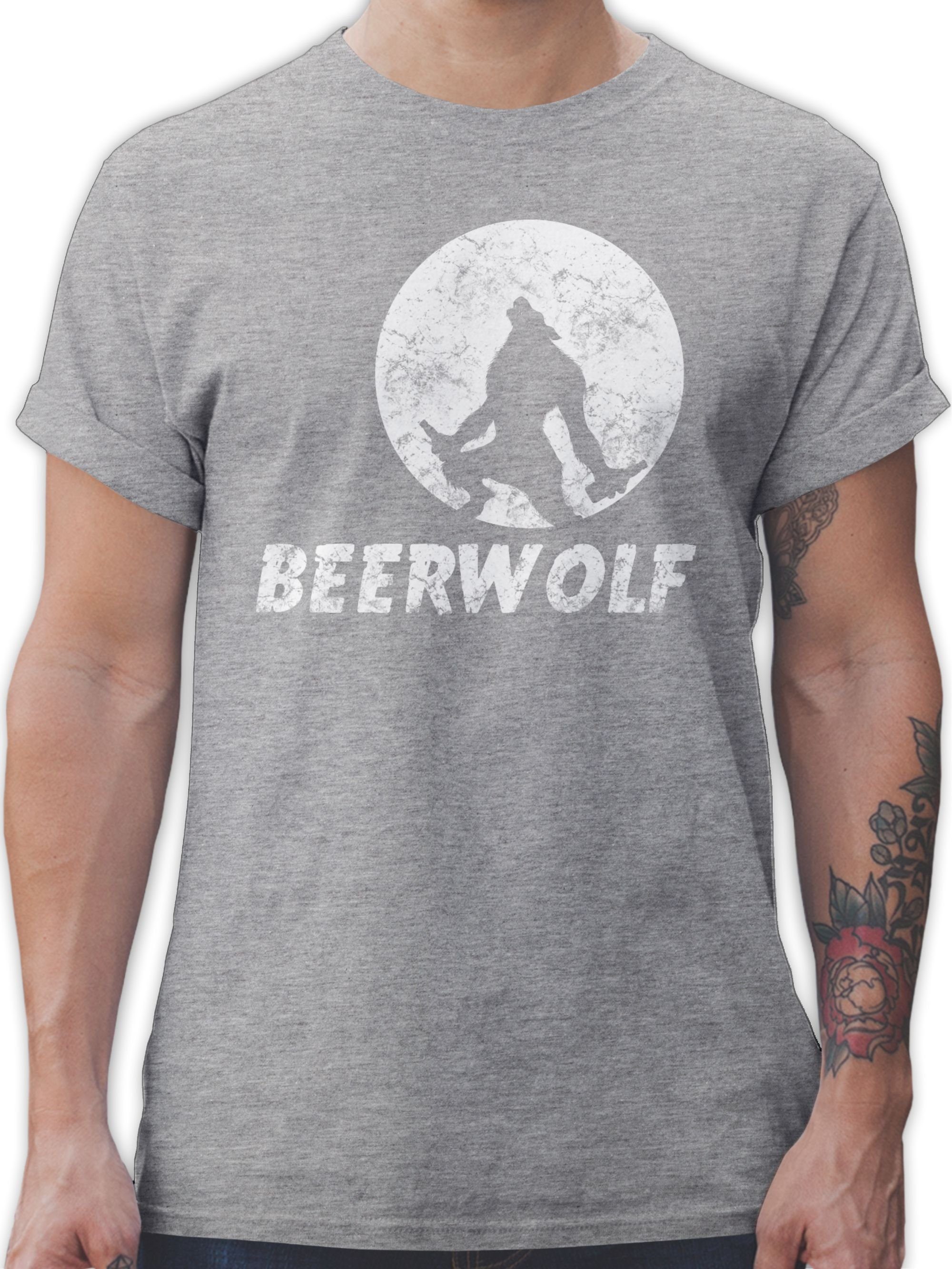 Shirtracer T-Shirt Beerwolf Sprüche Statement 3 meliert Grau
