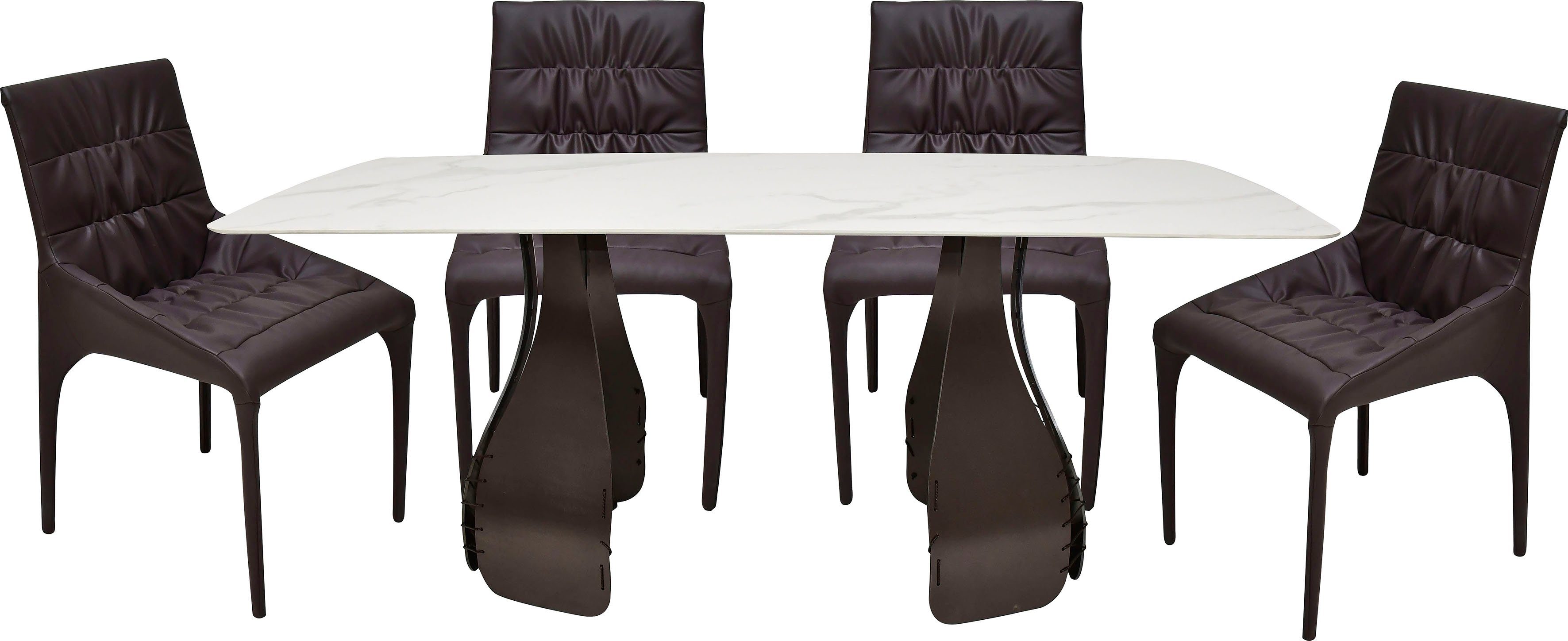 Leonique Esstisch Indiana, Esstisch, rechteckig, bronzefarbene Beine, Keramik, Marmoroptik