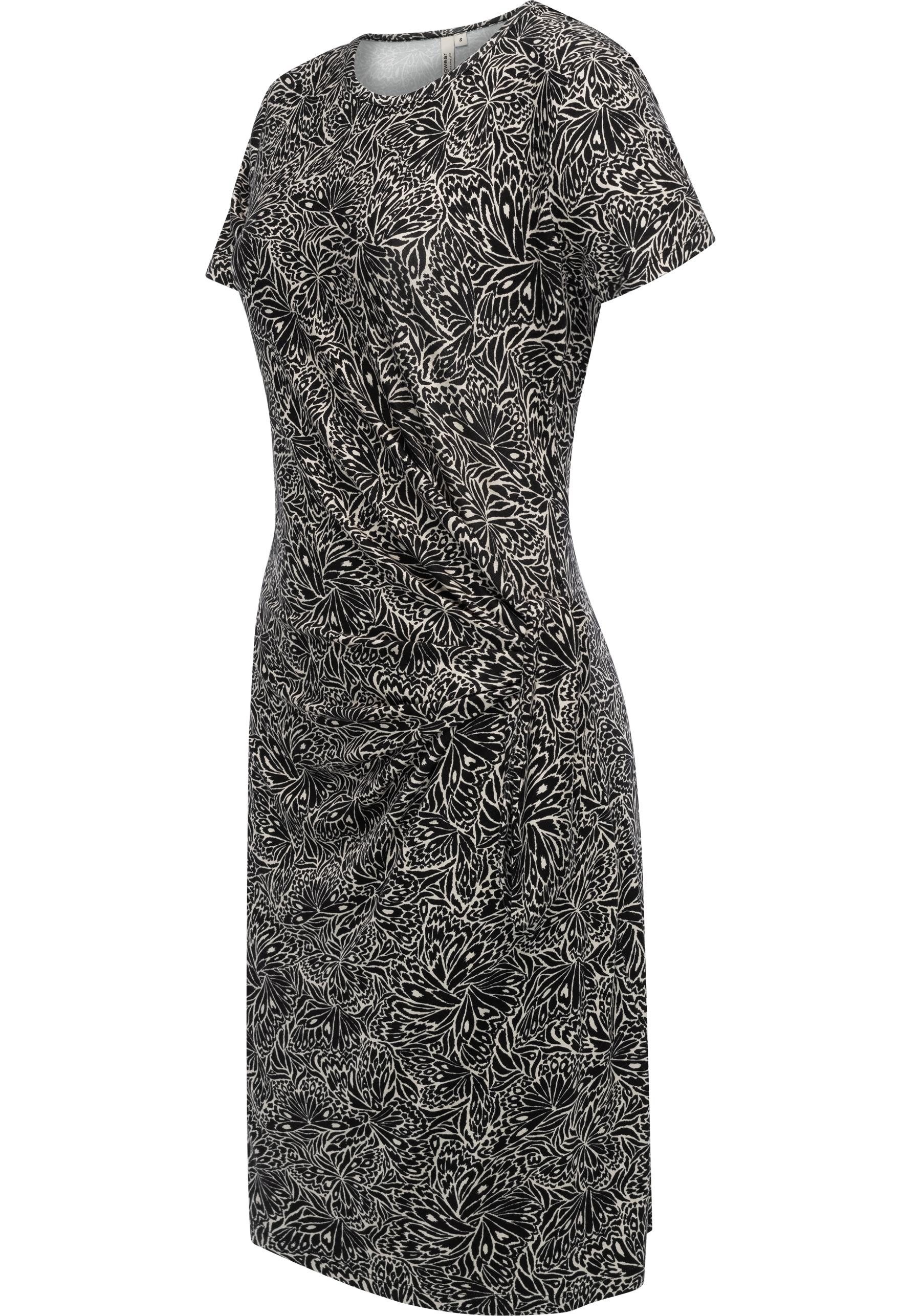 Ragwear Shirtkleid Knotta Print Kurzarm Sommerkleid mit seitlichem Bindeband