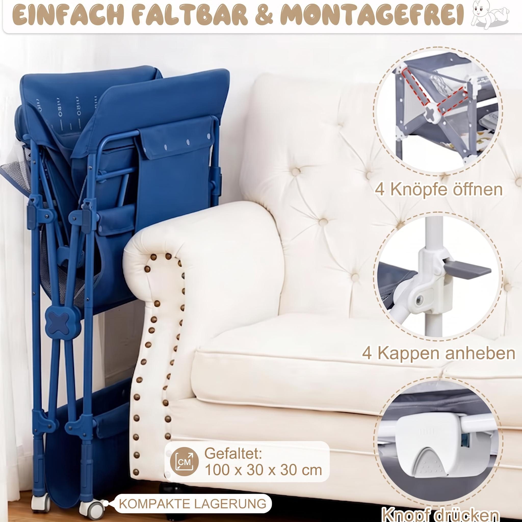 GarveeMore Wickeltisch Höhenverstellbarer Wickeltisch Klappbar, mit Rollen & Schubladen, Platzsparend klappbar, höhenverstellbar (97-105 cm) & mobil – Bild 5 von 5