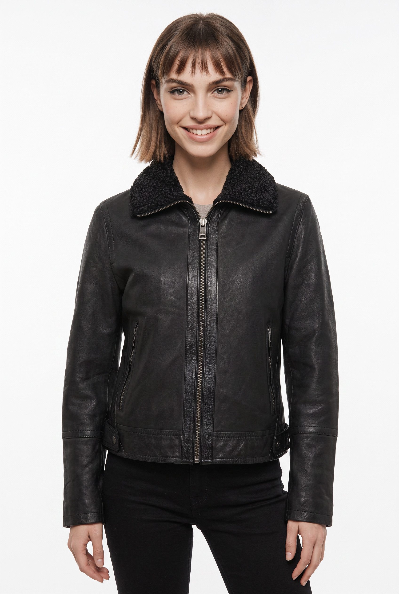 Mauritius Lederjacke MWIskra mit Teddyfell-Kragen