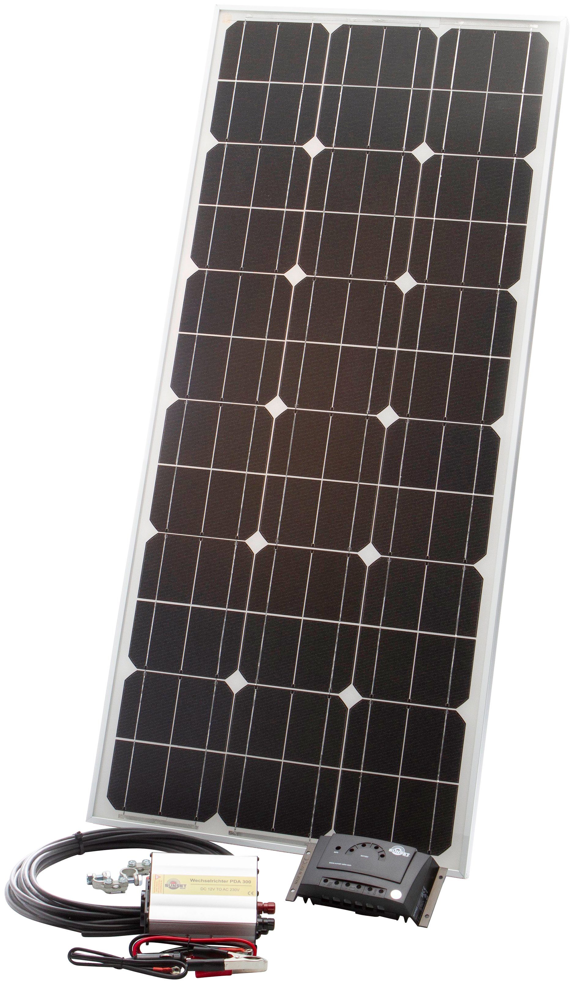 Sunset Solarmodul Stromset AS 75, 72 Watt, 230 V, 72 W, Monokristallin, (Set), für den Freizeitbereich, auch zum Laden von E-Bikes geeignet