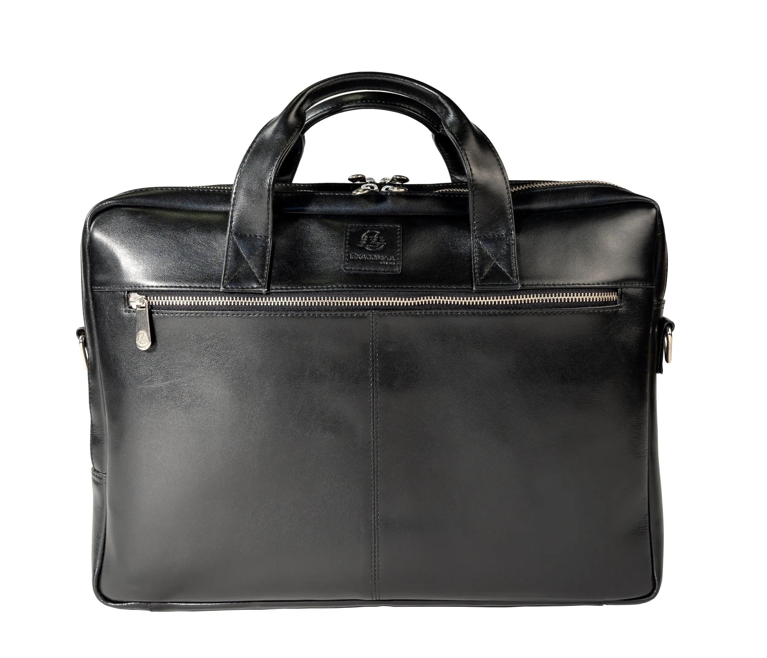 EXACOMPTA Laptoptasche Laptopumhängetasche +2 Fächern schwarzem Leder Exactive Schwarz 17537E, Taschen