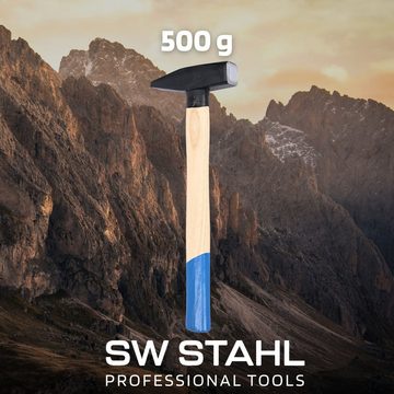 SW-STAHL Hammer SW-Stahl 50905L Schlosserhammer, 500 g mit Hickory-Holzstiel, mit Stielschutz