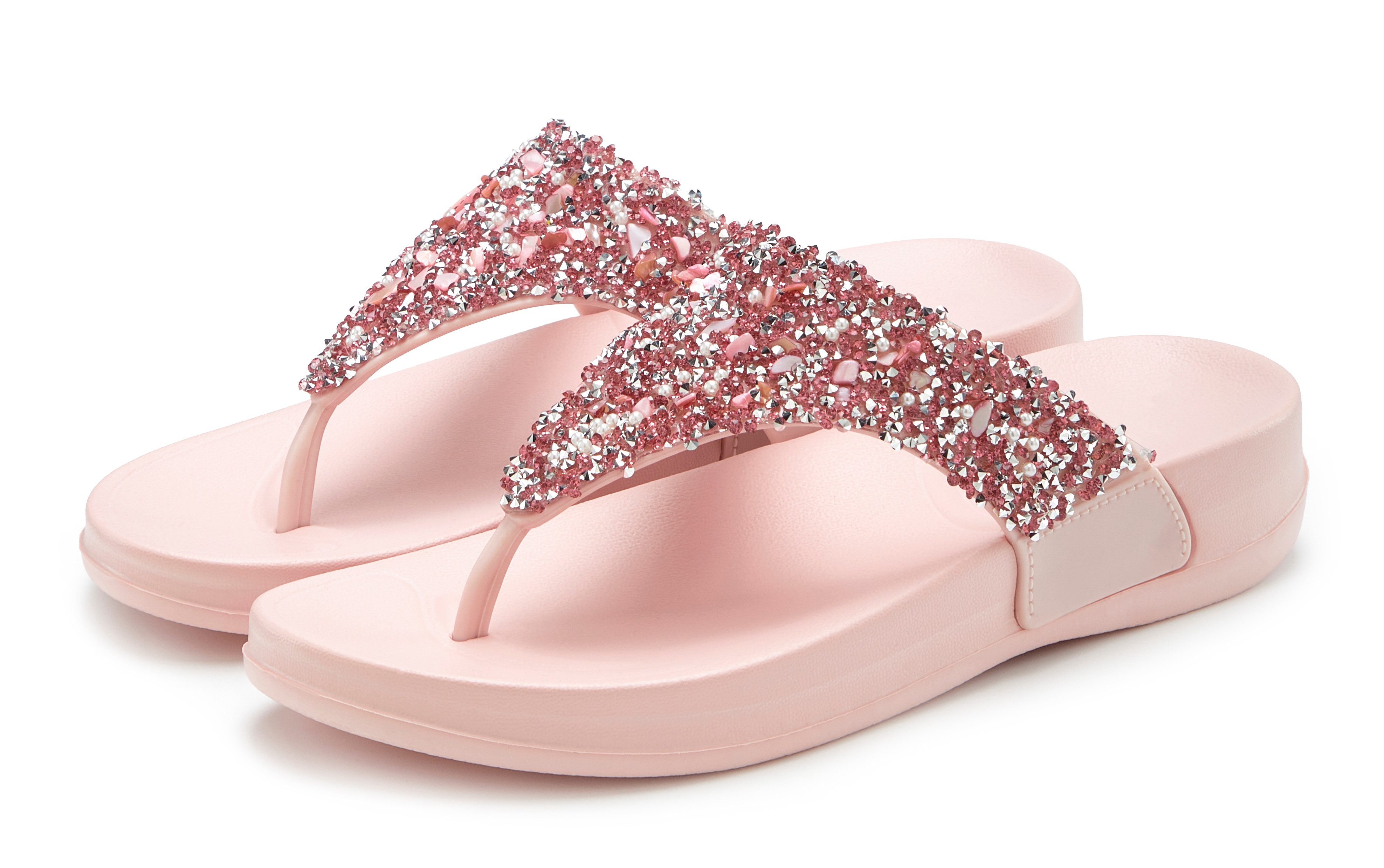 Vivance by Lascana Flip Flop, Badelatsche, Badeschuhe, Pantolette, Zehentrenner, Badezehentrenner NEU Sommerschuh mit modischem Glitzerdetail VEGAN
