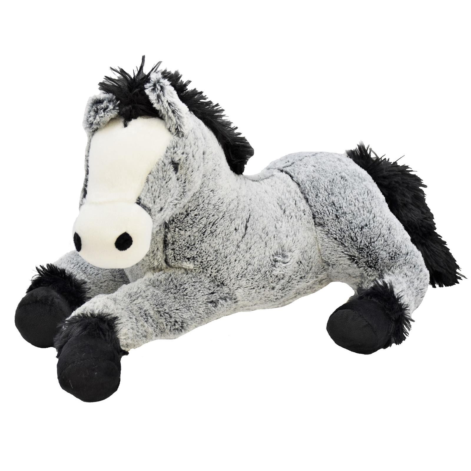 Geschenkestadl Kuscheltier Kuschelweiches Plüschpferd 50 cm – Braun oder Schwarz-Grau Pferd (Plüschtier), Knopfaugen mit treuem Blick