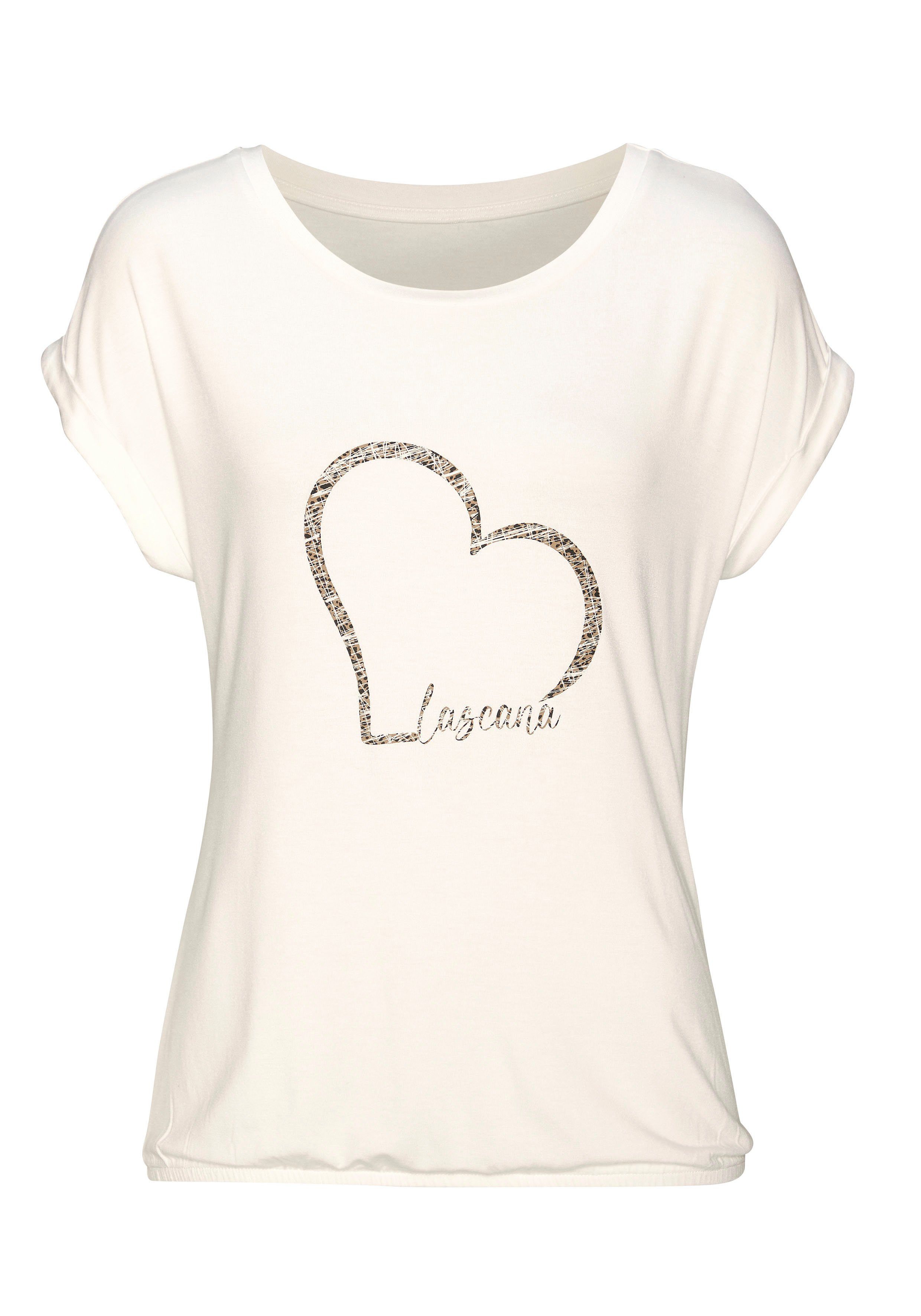 LASCANA Kurzarmshirt mit Lascana Herz Print günstig online kaufen