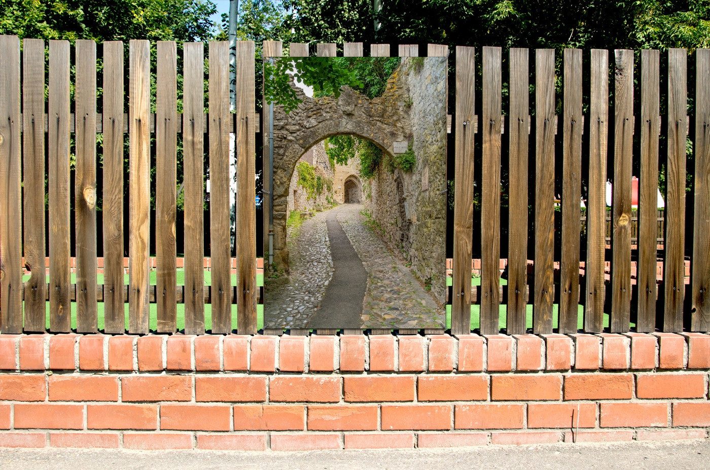 Wallario Sichtschutzzaunmatten Verwinkelte Gasse