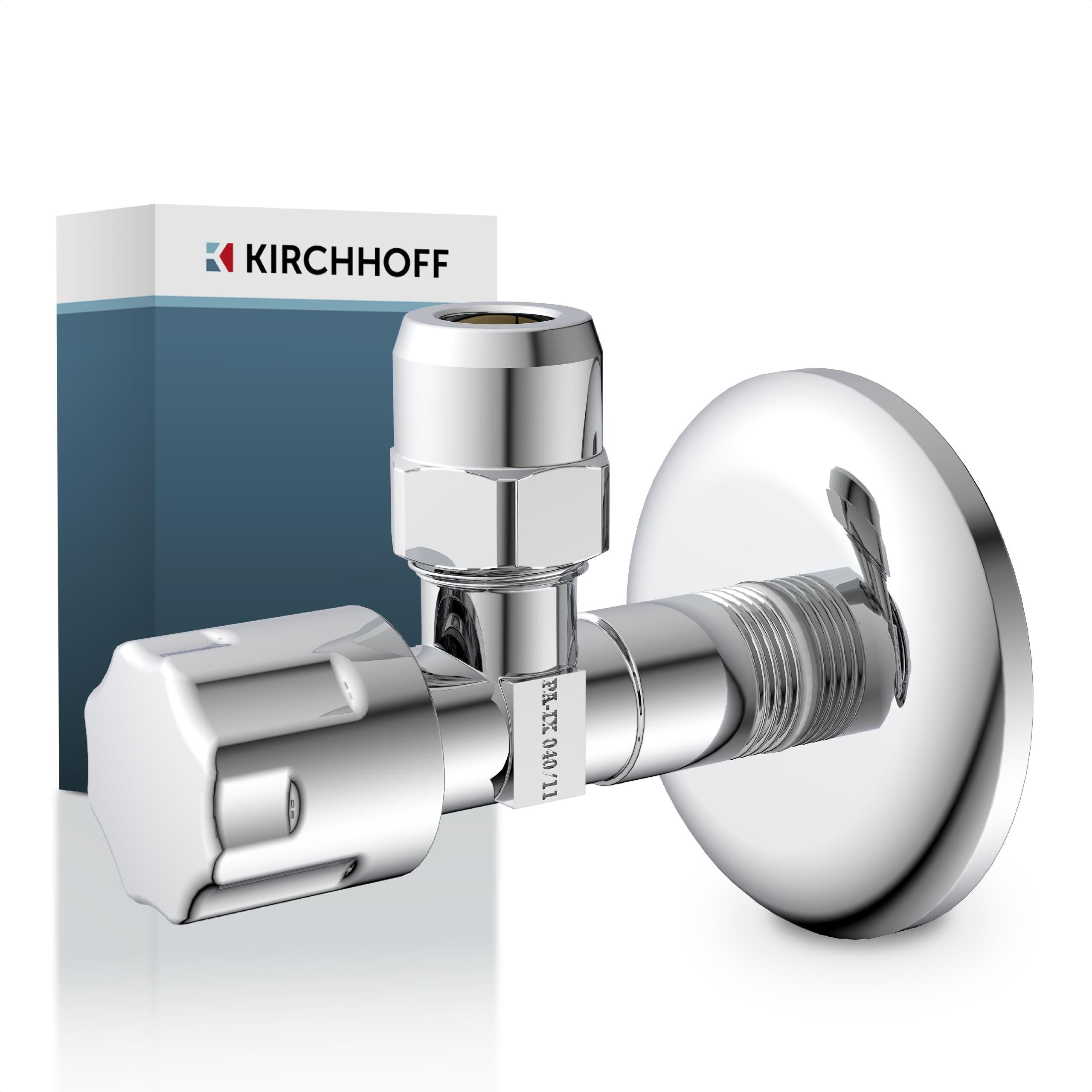 Kirchhoff Eckventil Chrom, 1/2"AG x 3/8"AG x 10 mmQ, selbstdichtend, mit Schubrosette
