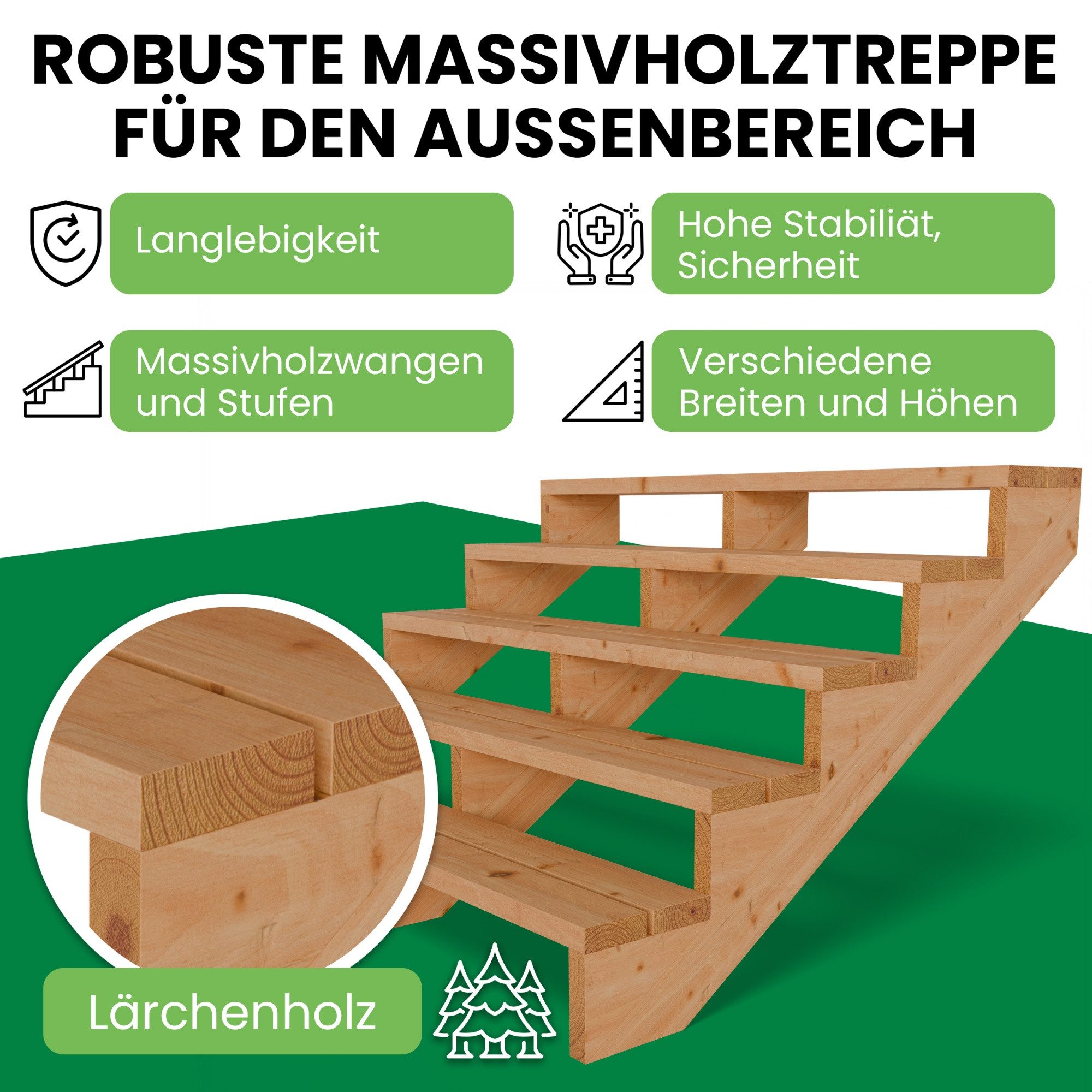 Gartenwelt Riegelsberger Außentreppe Terrassentreppe aus Lärche günstig online kaufen