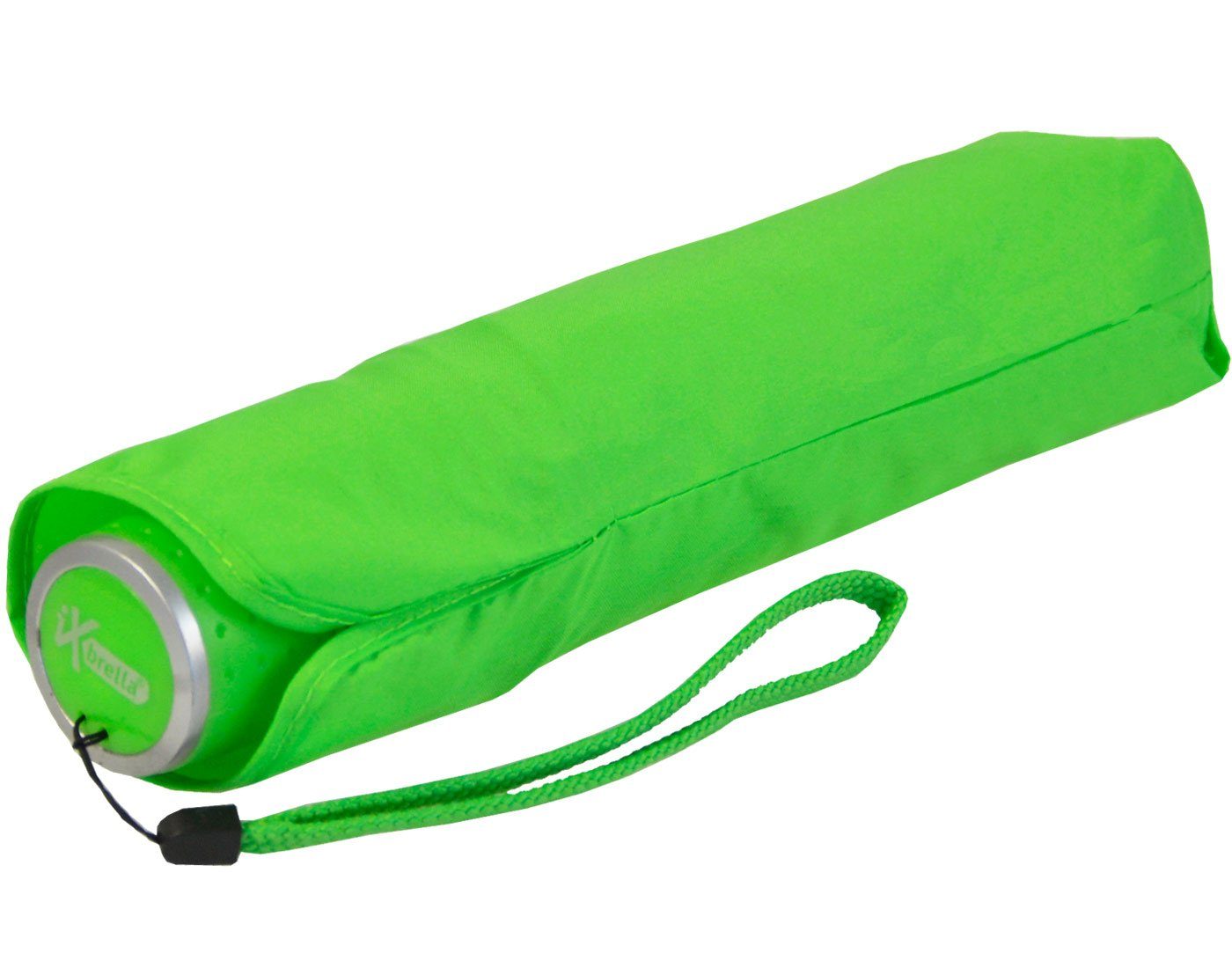 iX-brella Taschenregenschirm Mini Ultra Light farbenfroh neon-grün - leicht, Dach großem mit extra 