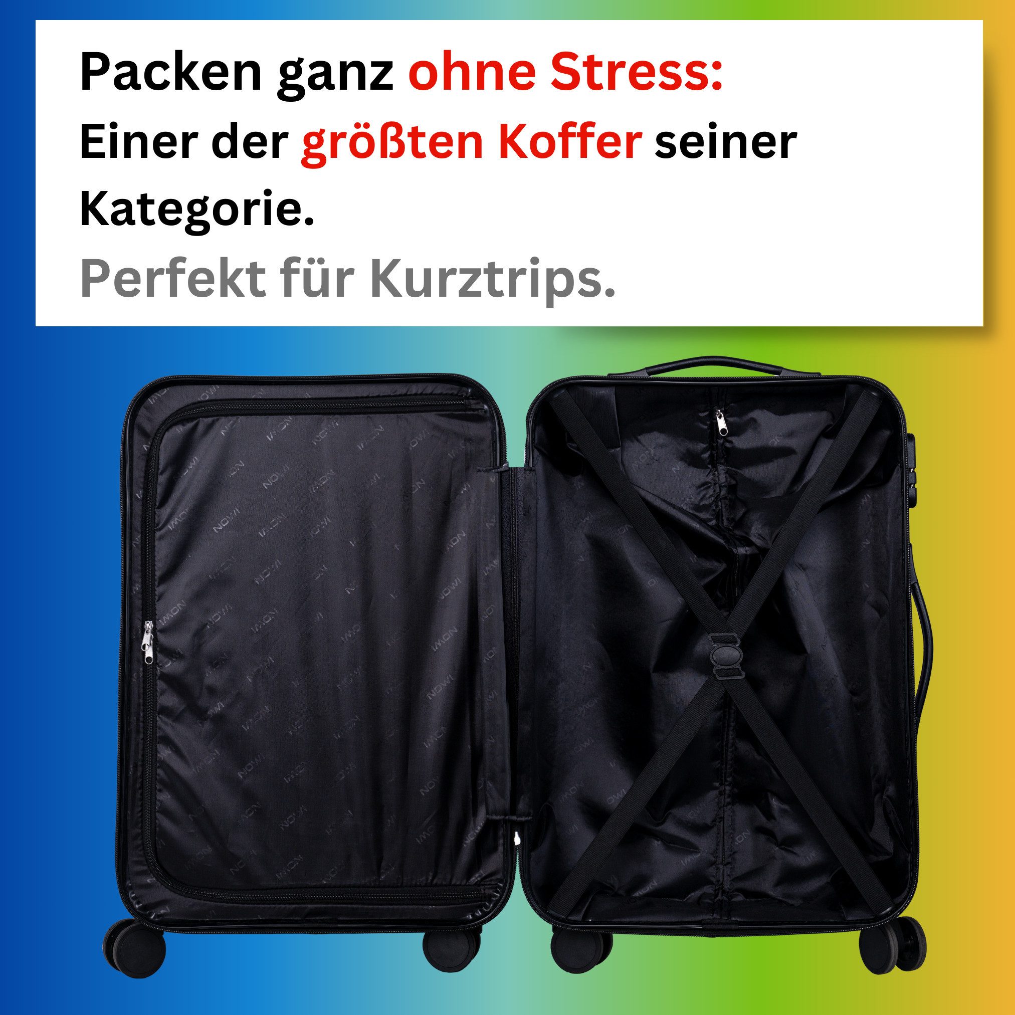 NOWI Trolley Hartschalenkoffer mit 4 Rollen, Zahlenschloss & Teleskopgriff – leicht – Bild 4 von 5