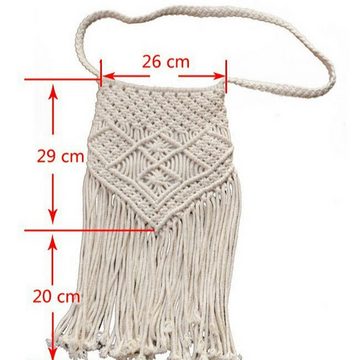 AUKUU Strandtasche Geflochtene Geflochtene Tasche aus Baumwolle mit Quasten, Urlaub am Meer Strandtasche Strohtasche im Ethno Stil
