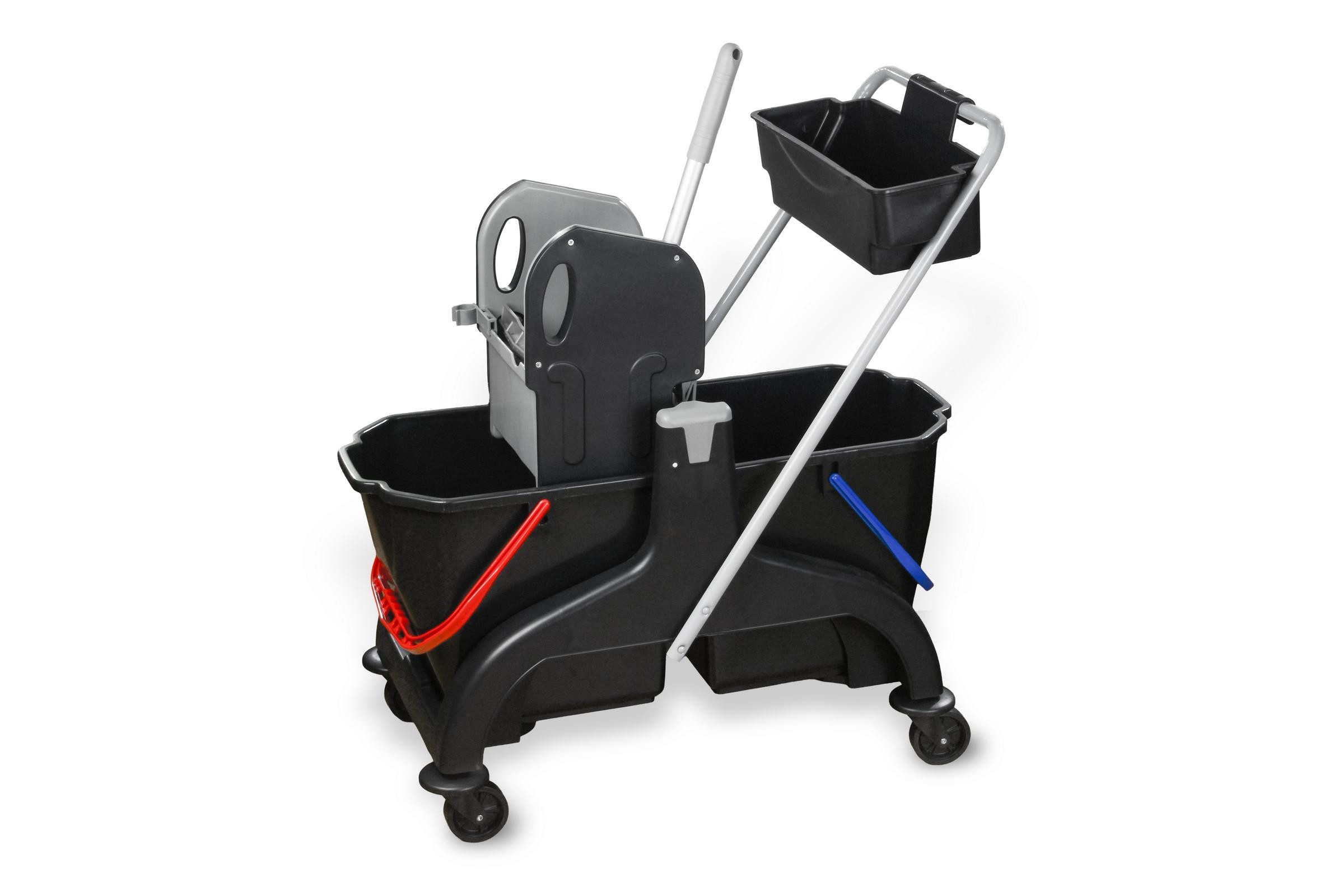 Hypafol Putzwagen, 2x25L Doppelkammersystem mit Mopp-Presse Schwarz