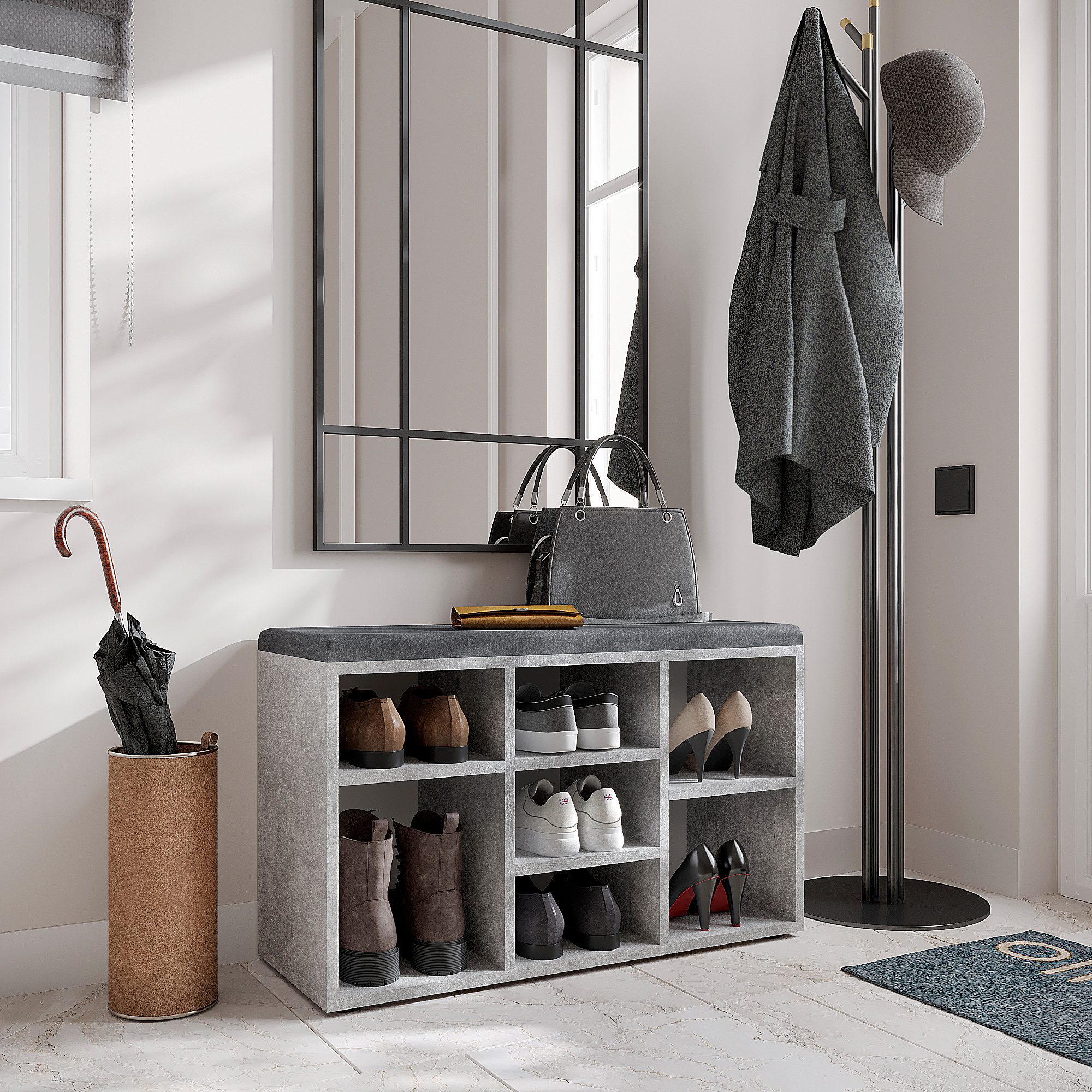 KOMTO Schuhbank Schuhregal mit Sitzfläche Sitzbank mit Stauraum, Sofia 80 x 50 x 30 cm