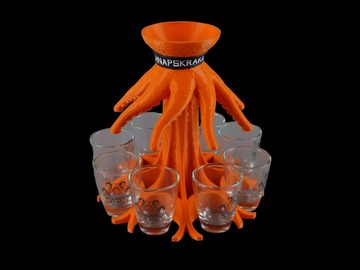 Schnapskrake Schnapsglas Shotverteiler Getränkeverteiler 8 Gläser á 3cl Partygag Orange, Kunststoff
