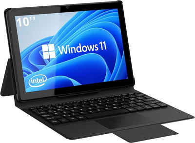 Tibuta Intel Celeron N4100 Quad Core Prozessor Tablet (10,1", 128 GB, ‎Windows 11, Mit English abnehmbare Tastatur, den besten Funktionen)
