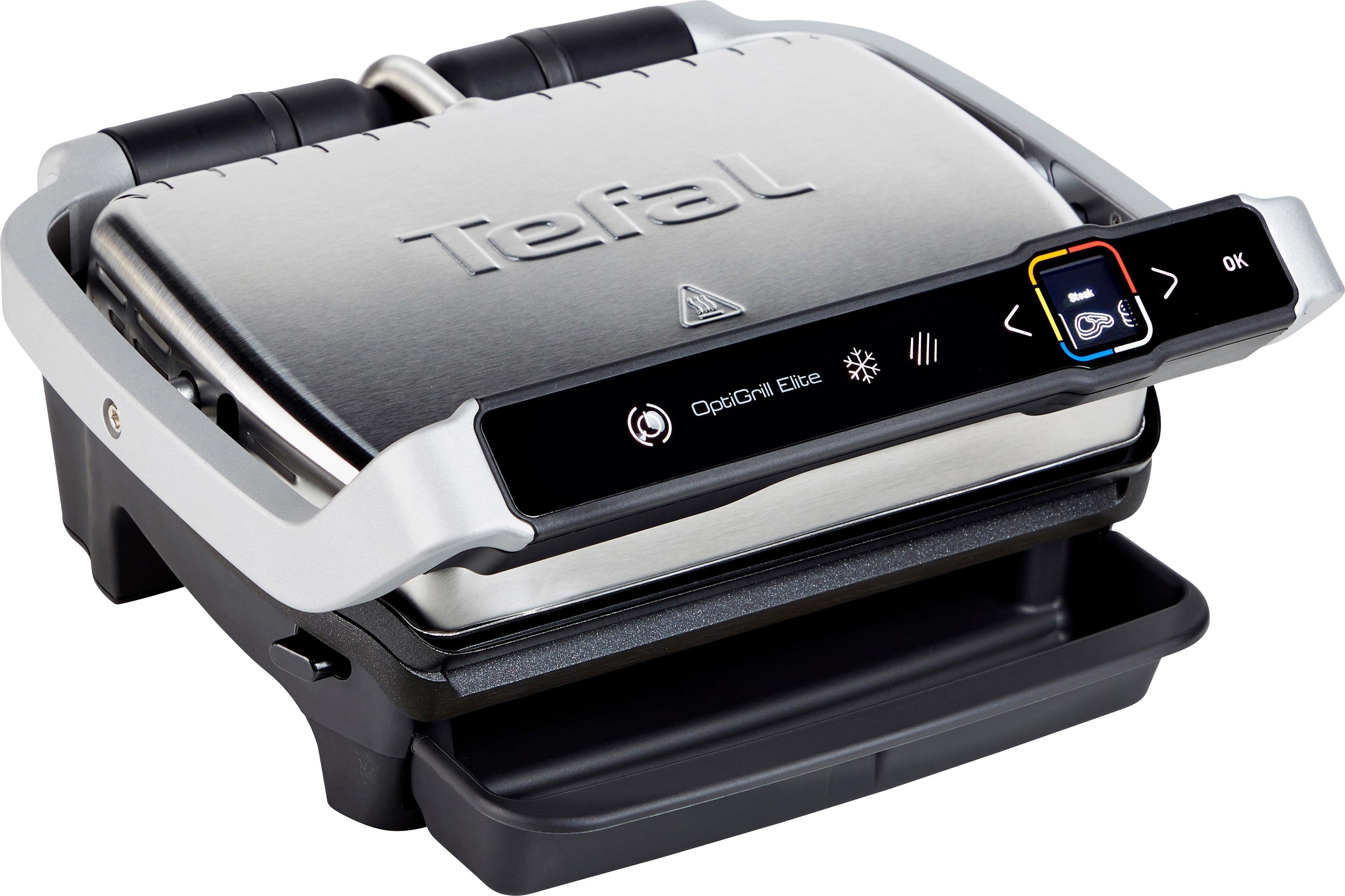 Tefal Kontaktgrill GC750D OptiGrill Elite, 2000 W, 12 Programme, intuitiver Sensor, Grillboost-Funktion, Rezeptbuch App