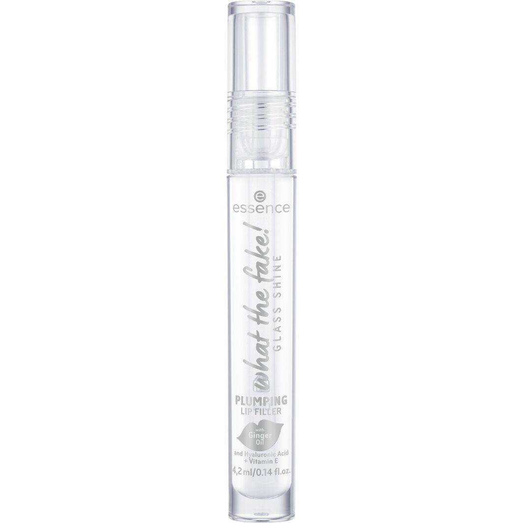 Essence Lip-Booster what the fake! GLASS SHINE PLUMPING LIP FILLER, 3-tlg., Sorgt für volle Lippen, prickelnde Textur, pflegende Inhaltsstoffe.