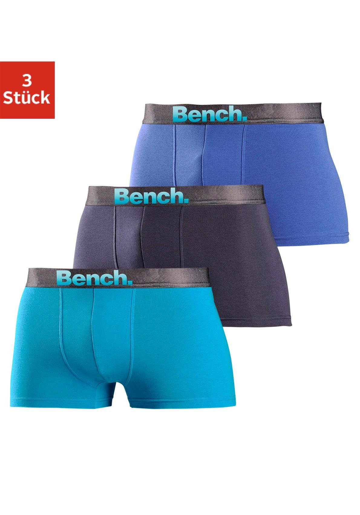 Bench. Boxer (Packung, 3-St) mit Logo Webbund türkis, marine, blau